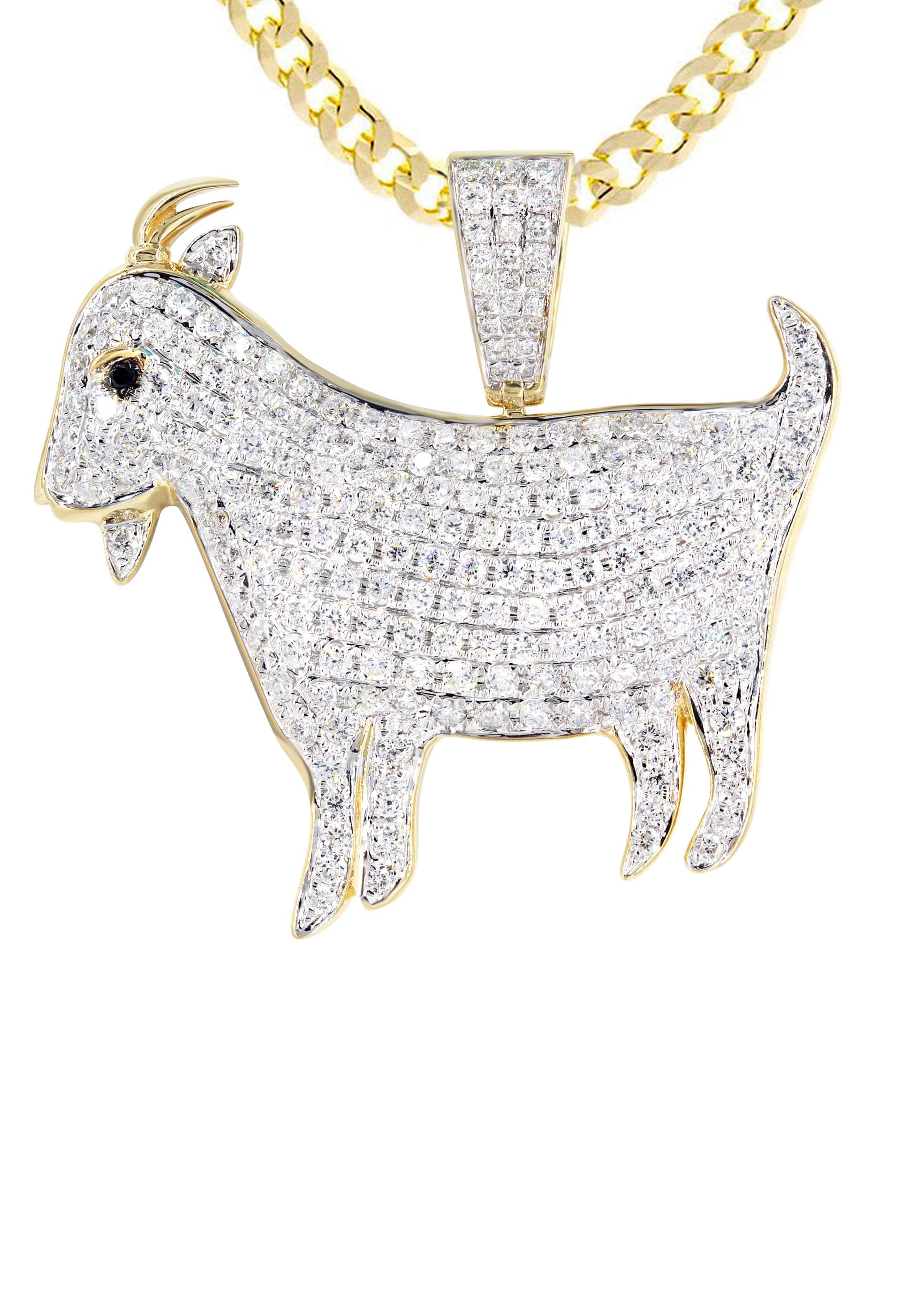 14K Yellow Gold Goat Diamond Necklace  | 2.44 Carats - Image 2
