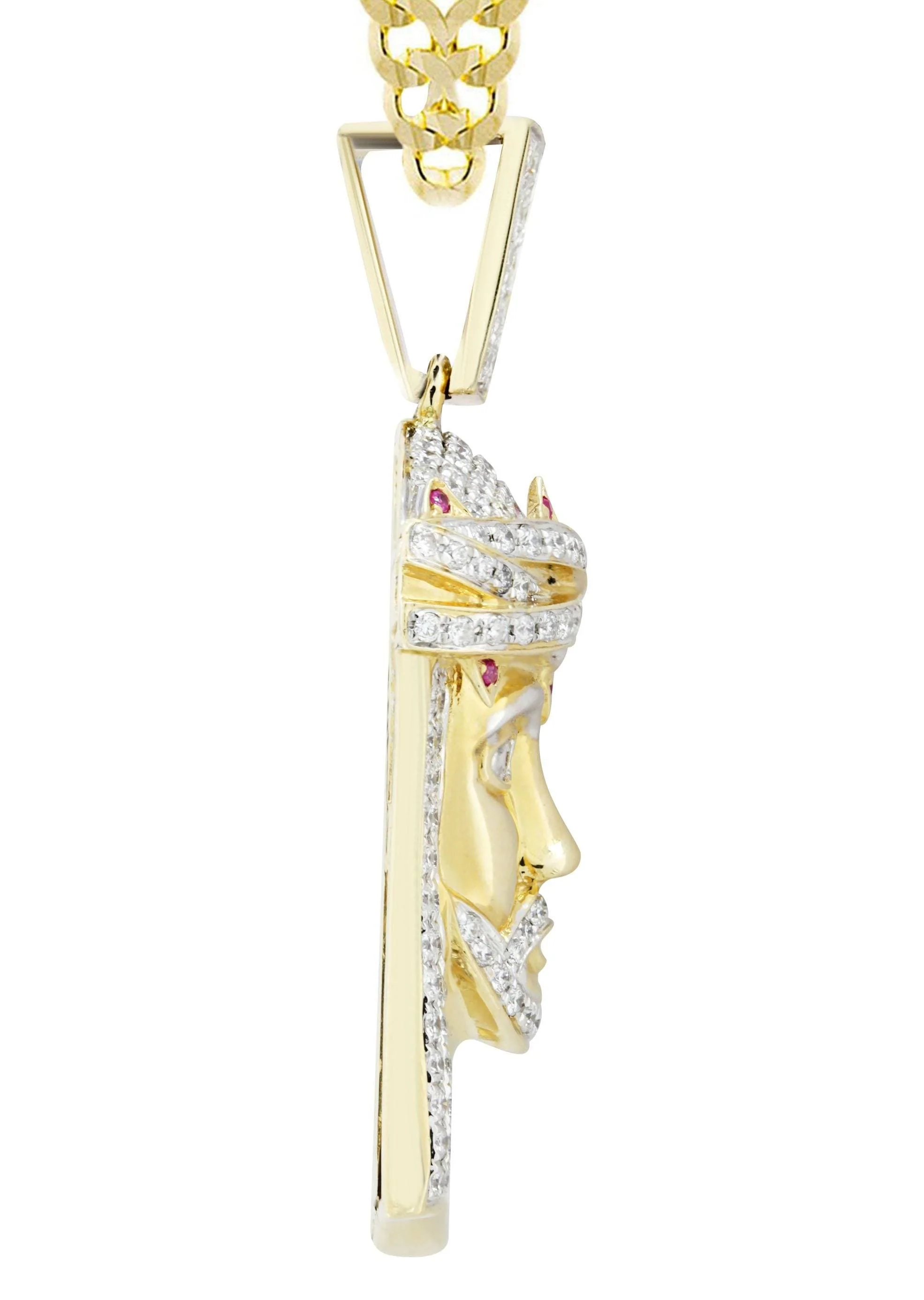 14K Yellow Gold Jesus Head Diamond Necklace  | 1.61 Carats - Image 4