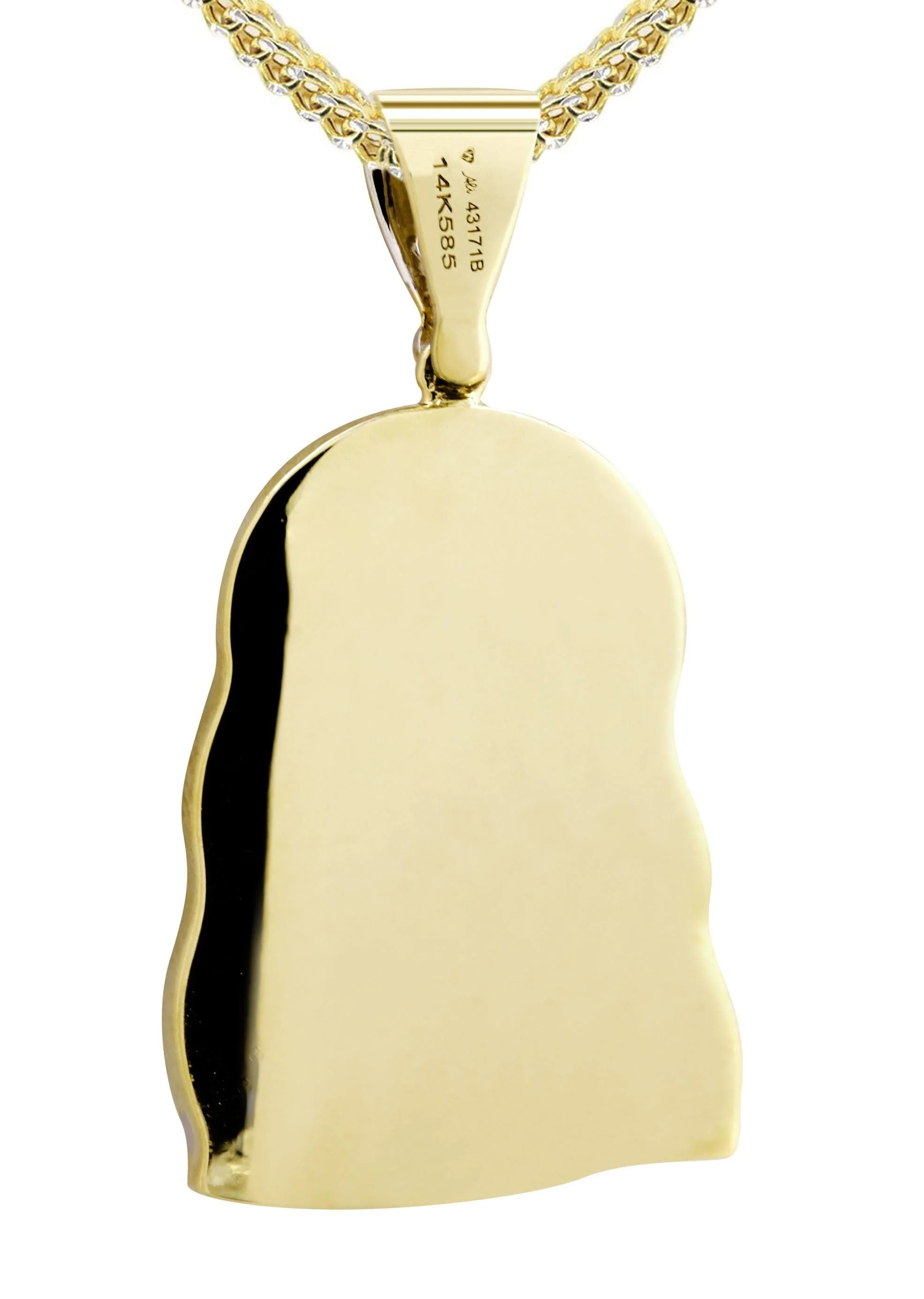 14K Yellow Gold Jesus Head Diamond Necklace | 1.16 Carats - Image 3