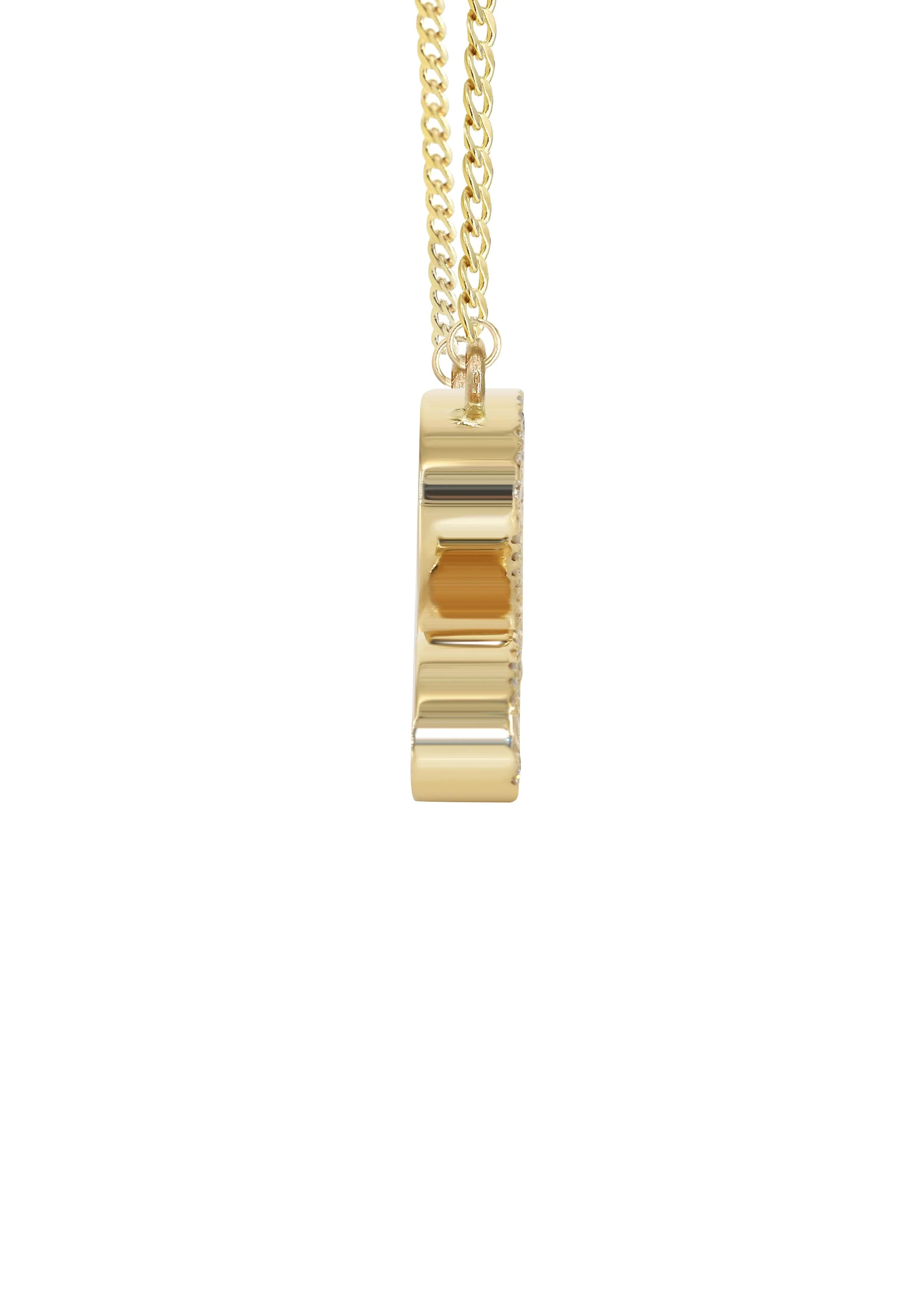 14K Yellow Gold  Full Diamond Name Plate Necklace | Style #113 - Image 3