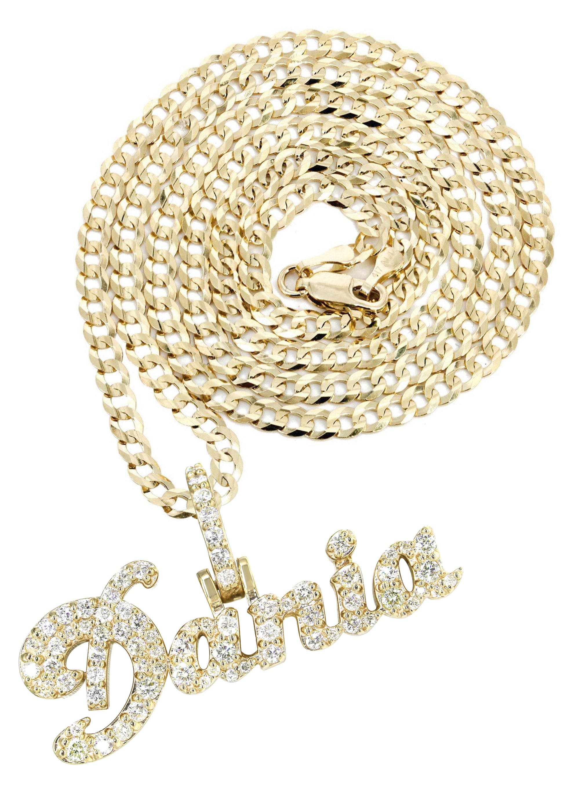 14K Yellow Gold  Full Diamond Name Plate Necklace | Style #26 - Image 2