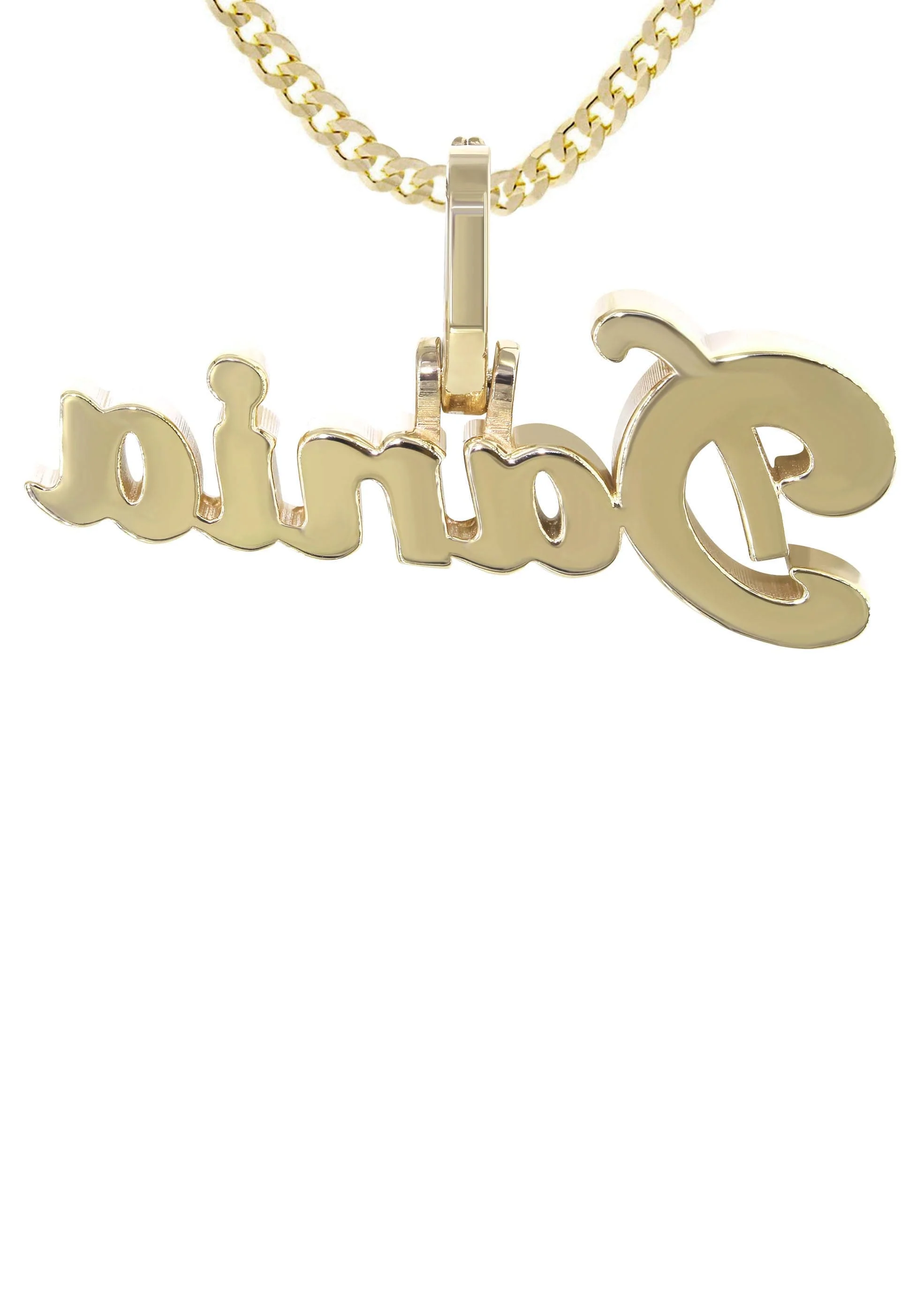 14K Yellow Gold  Full Diamond Name Plate Necklace | Style #26 - Image 3
