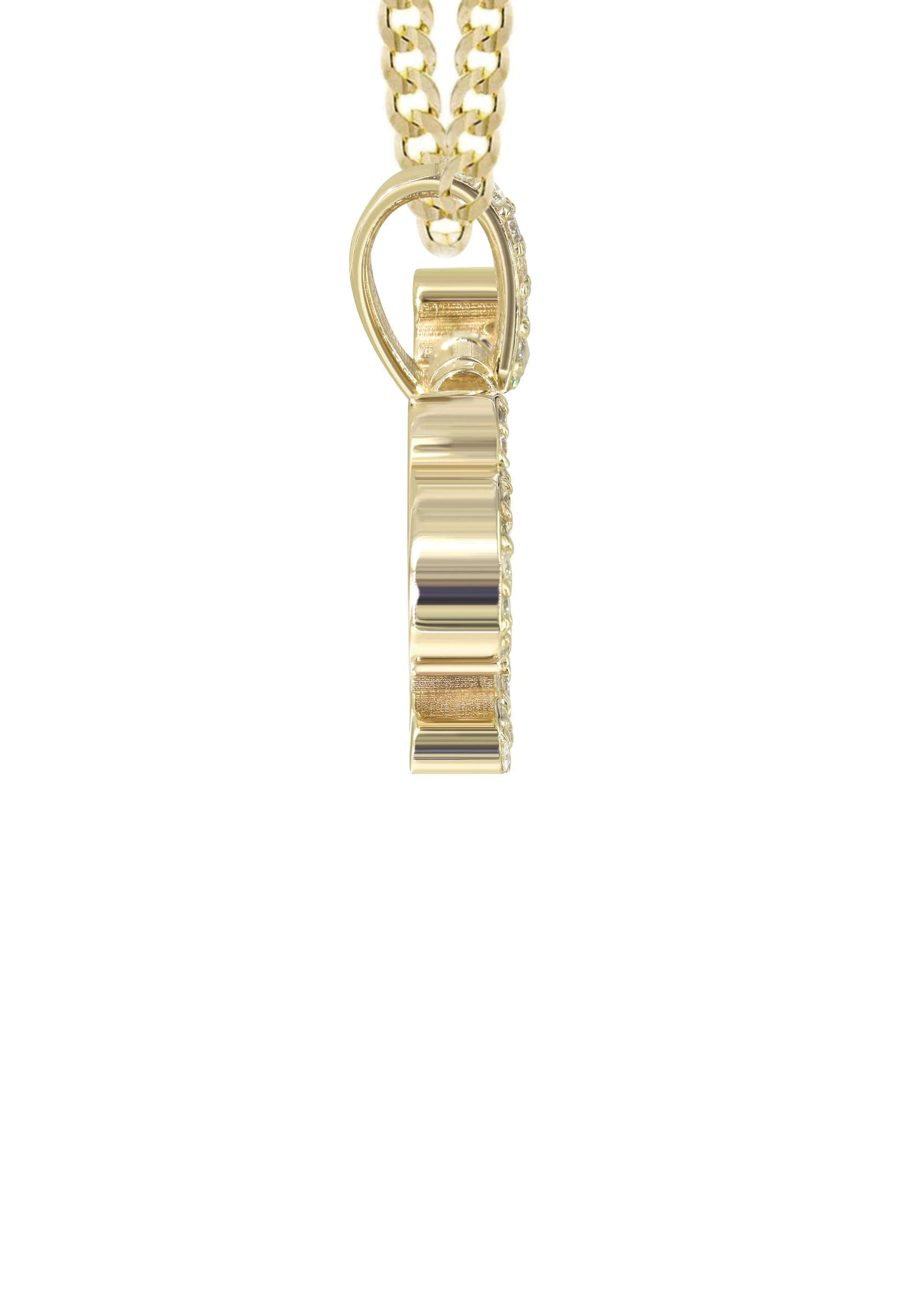 14K Yellow Gold  Full Diamond Name Plate Necklace | Style #26 - Image 4