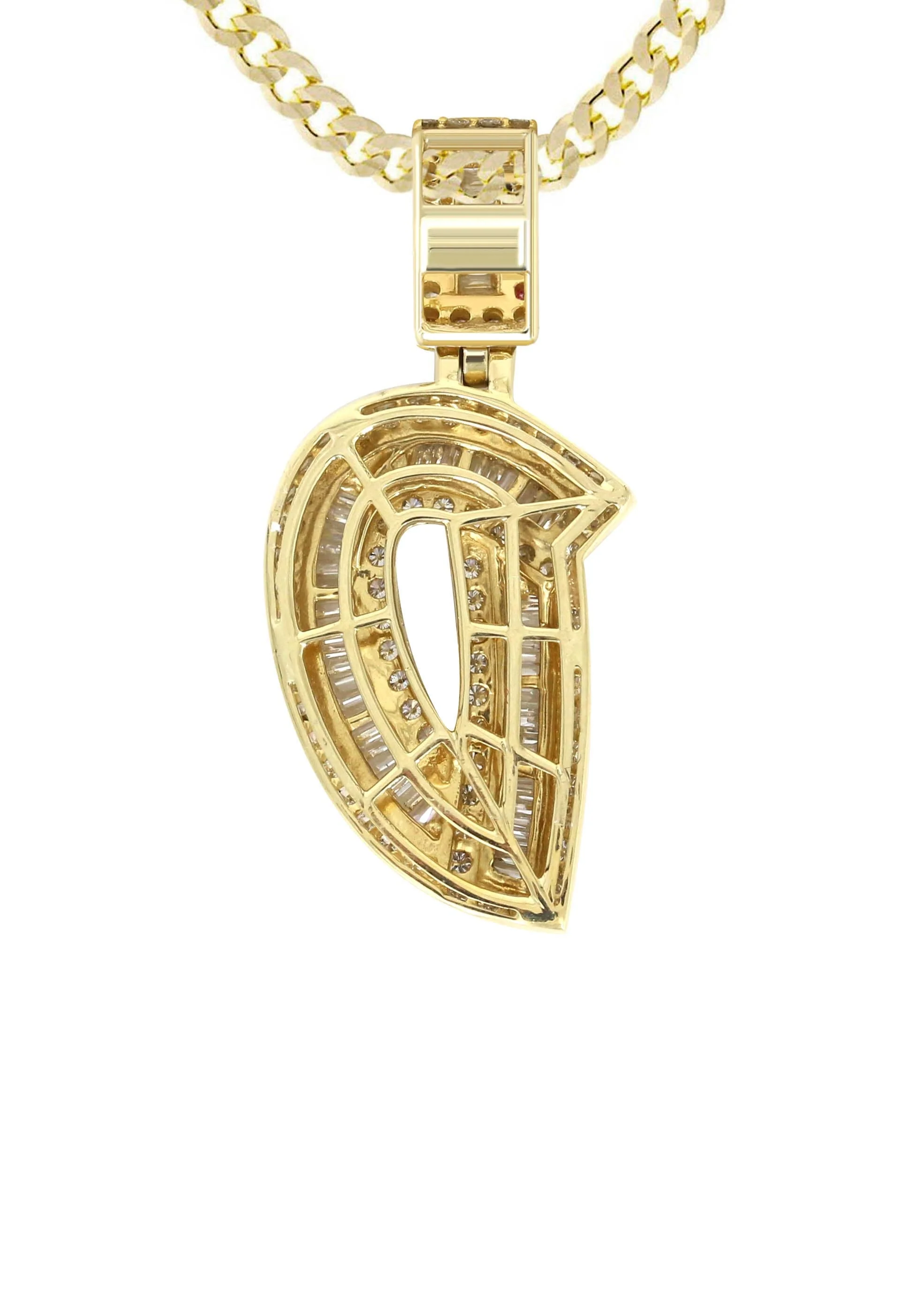 14K Yellow Gold Letter "D" Baguette Diamond Necklace | 2.16 Carats - Image 3