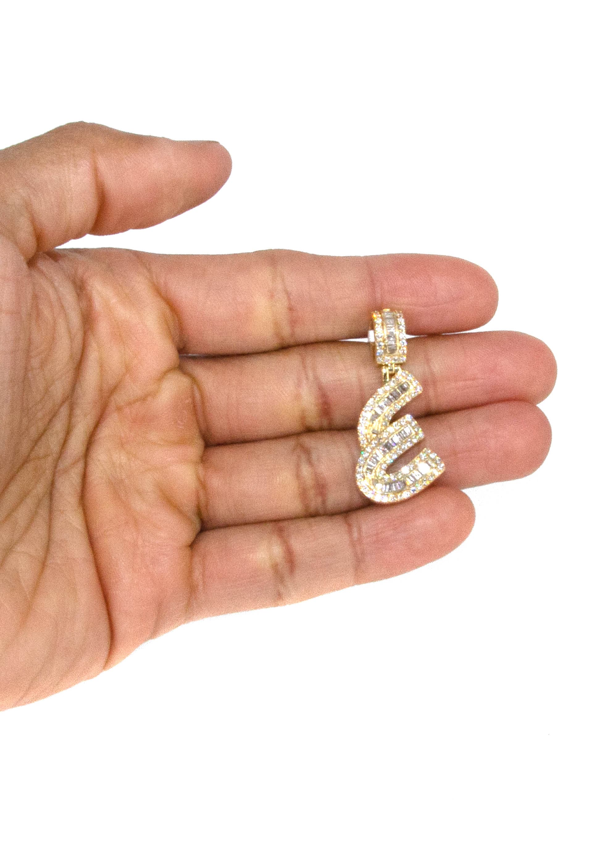14K Yellow Gold Letter "E" Baguette Diamond Necklace | 1.96 Carats - Image 5