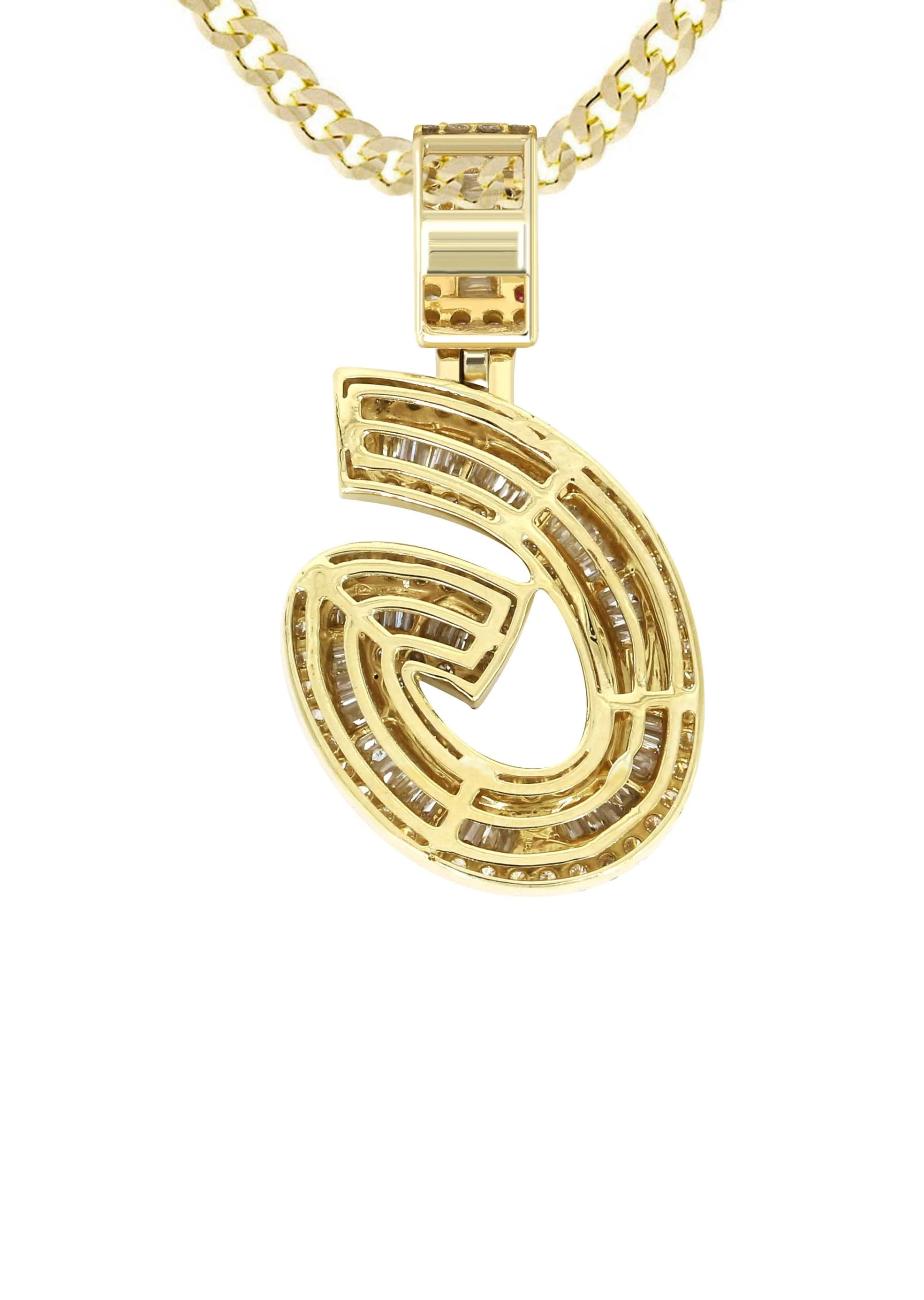 14K Yellow Gold Letter "G" Baguette Diamond Necklace | 2.4 Carats - Image 3