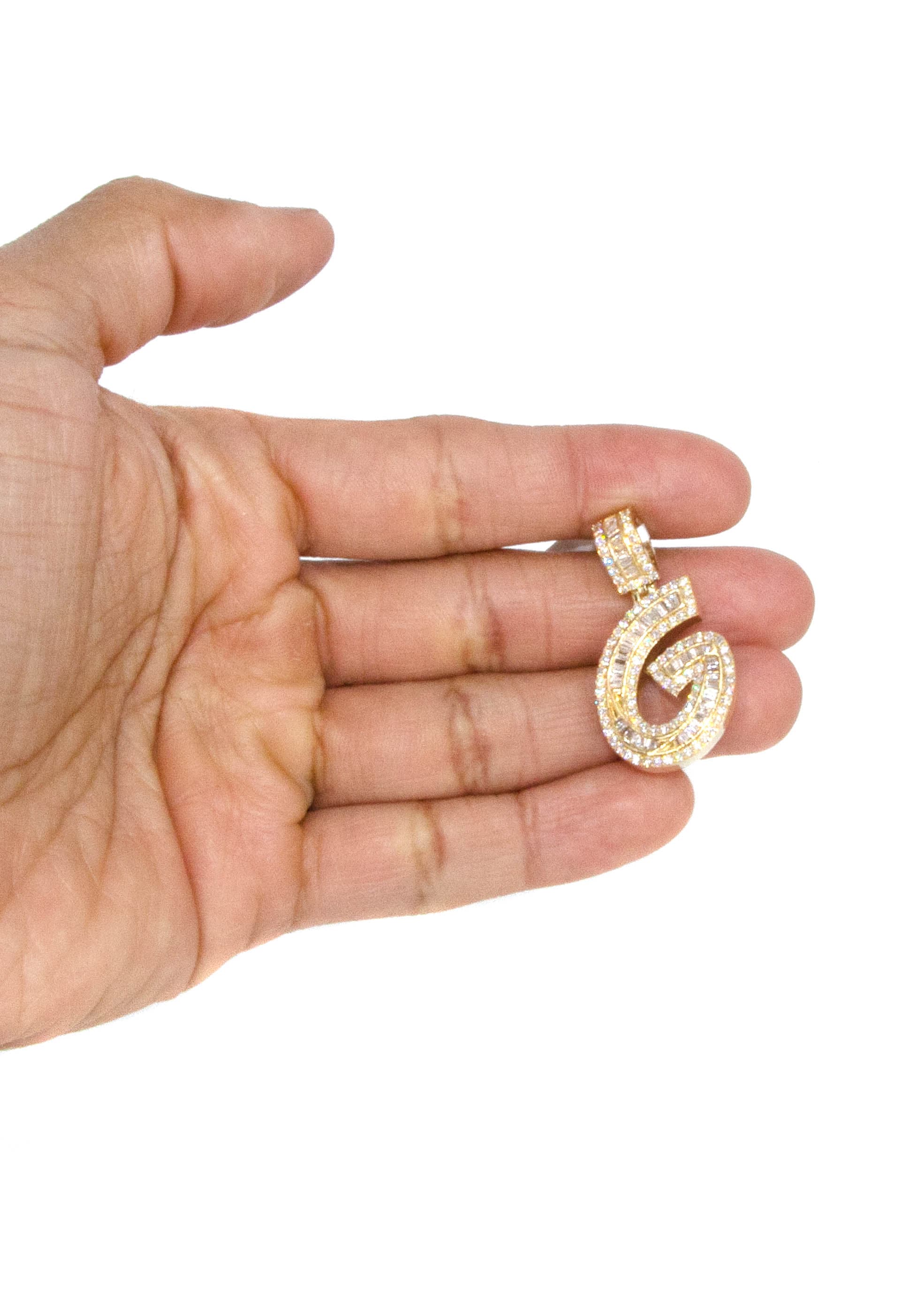 14K Yellow Gold Letter "G" Baguette Diamond Necklace | 2.4 Carats - Image 5