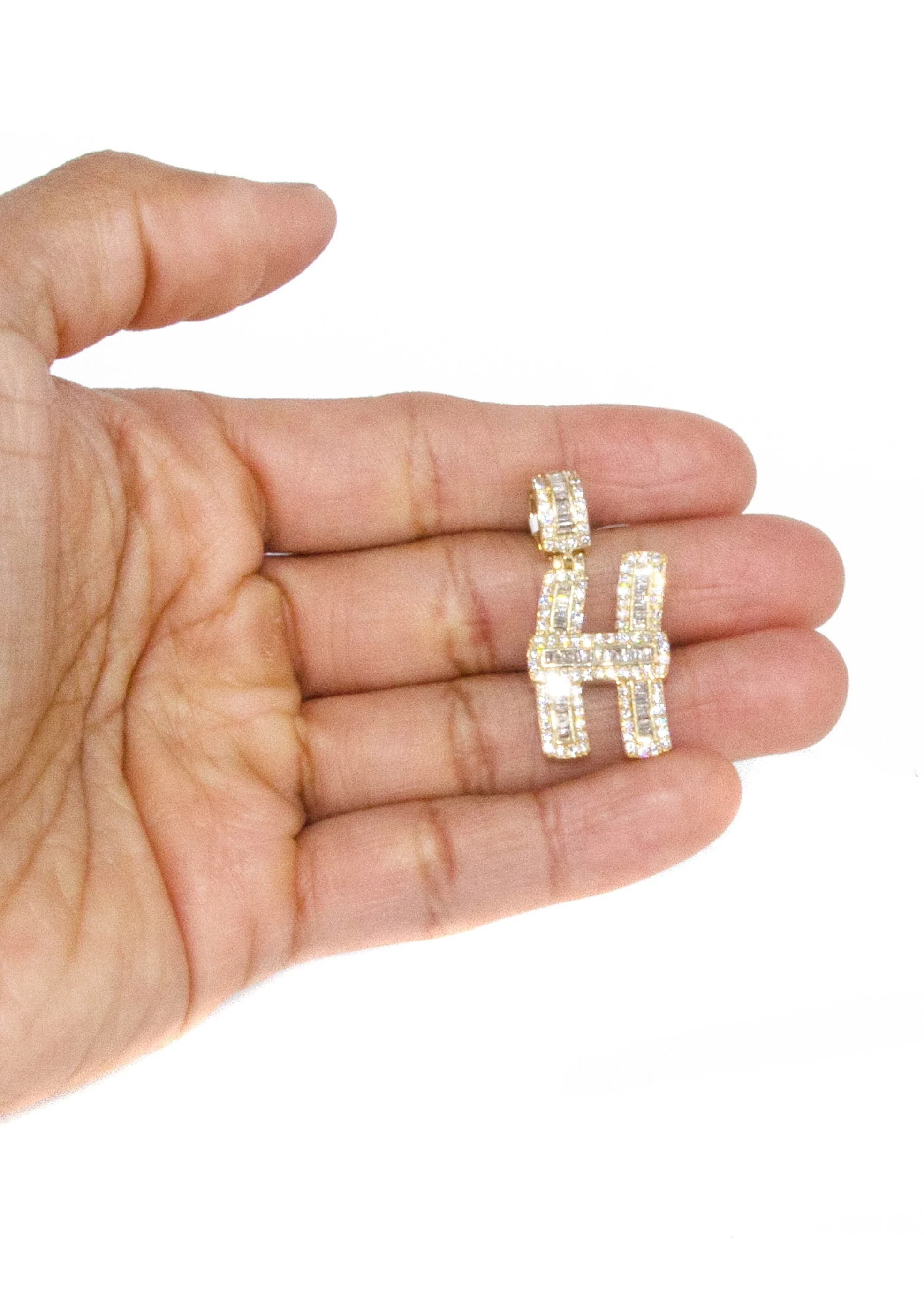 14K Yellow Gold Letter "H" Baguette Diamond Necklace | 2.02 Carats - Image 5