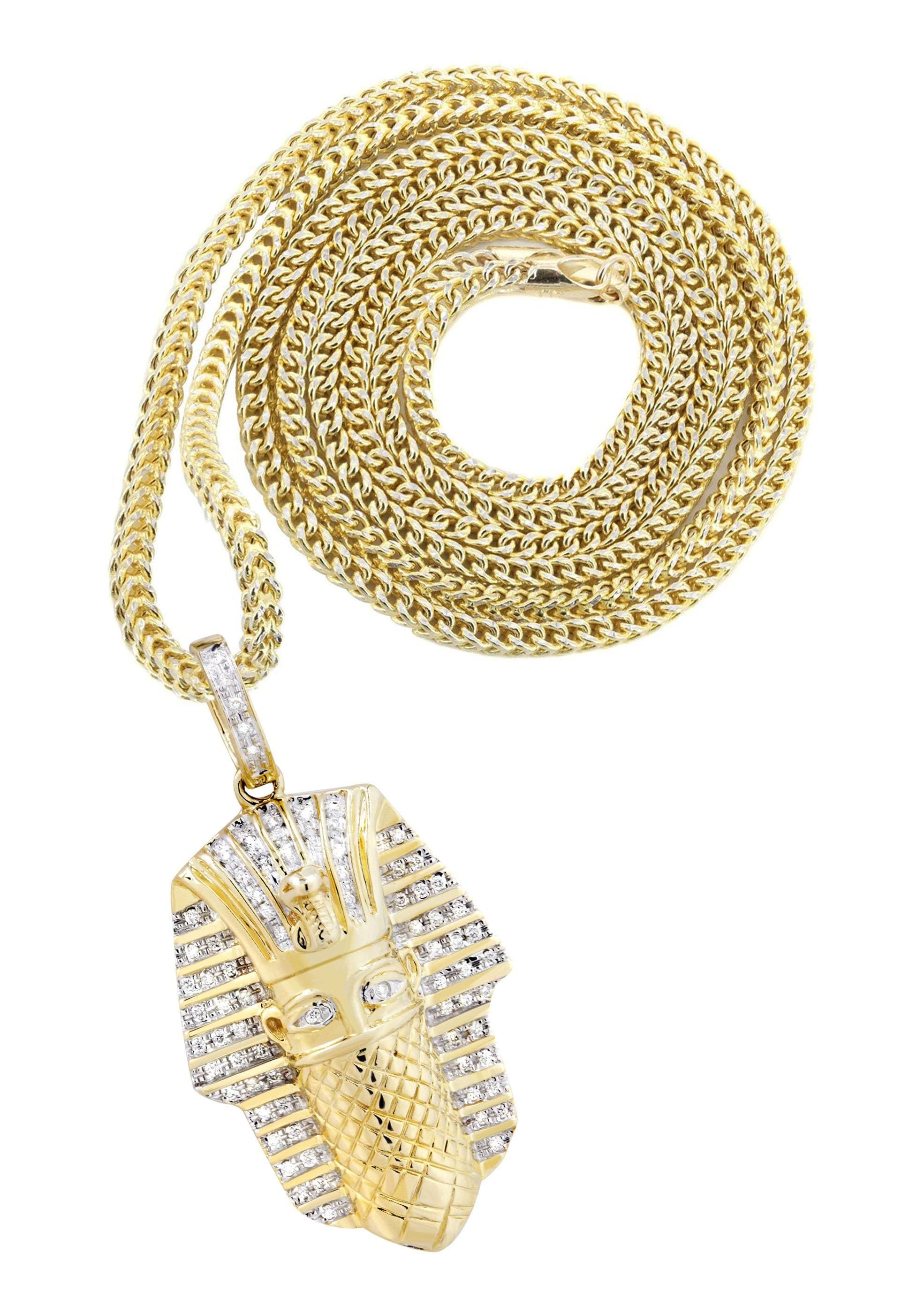 14K Yellow Gold Masked Pharaoh Diamond Necklace | 0.35 Carats