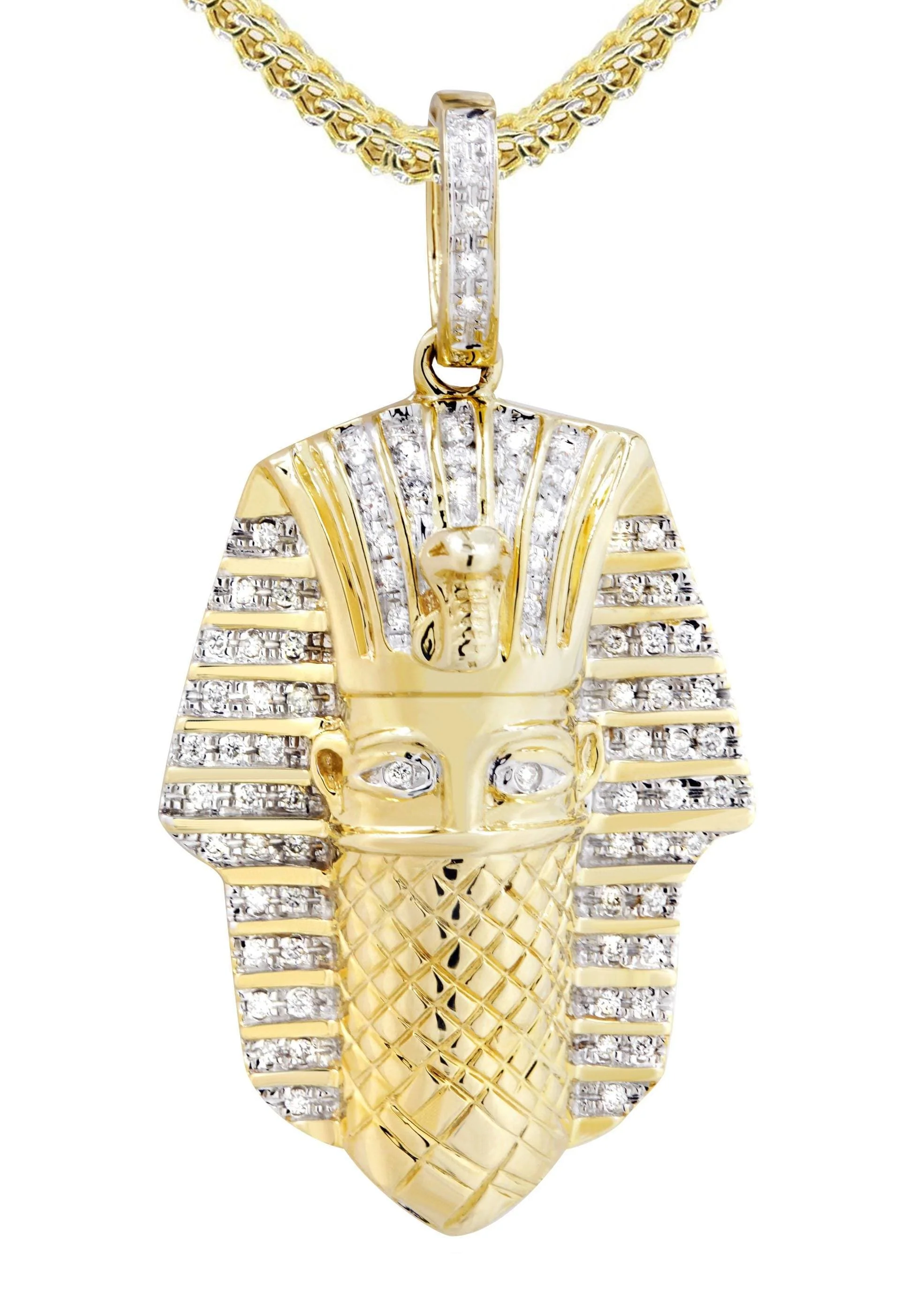 14K Yellow Gold Masked Pharaoh Diamond Necklace | 0.35 Carats - Image 2