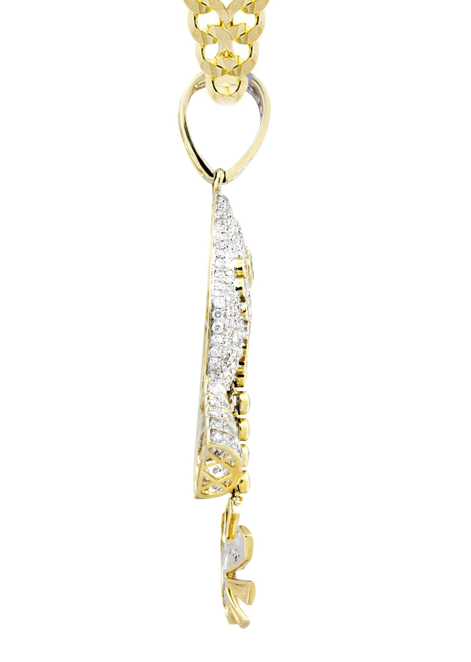 14K Yellow Gold Praying Hands Diamond Necklace  | 3.01 Carats - Image 4