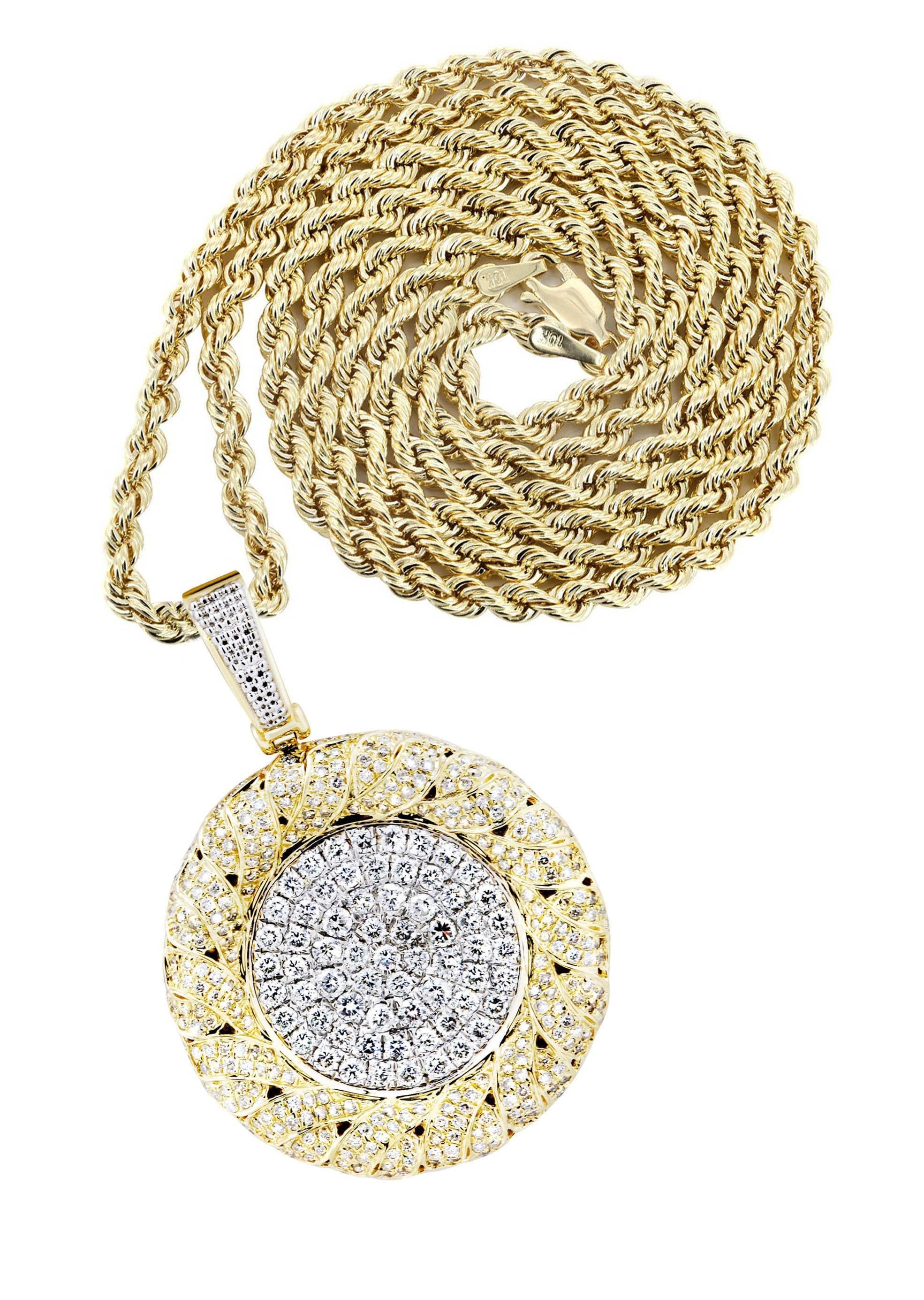 14K Yellow Gold Round Diamond Necklace | 2.1 Carats