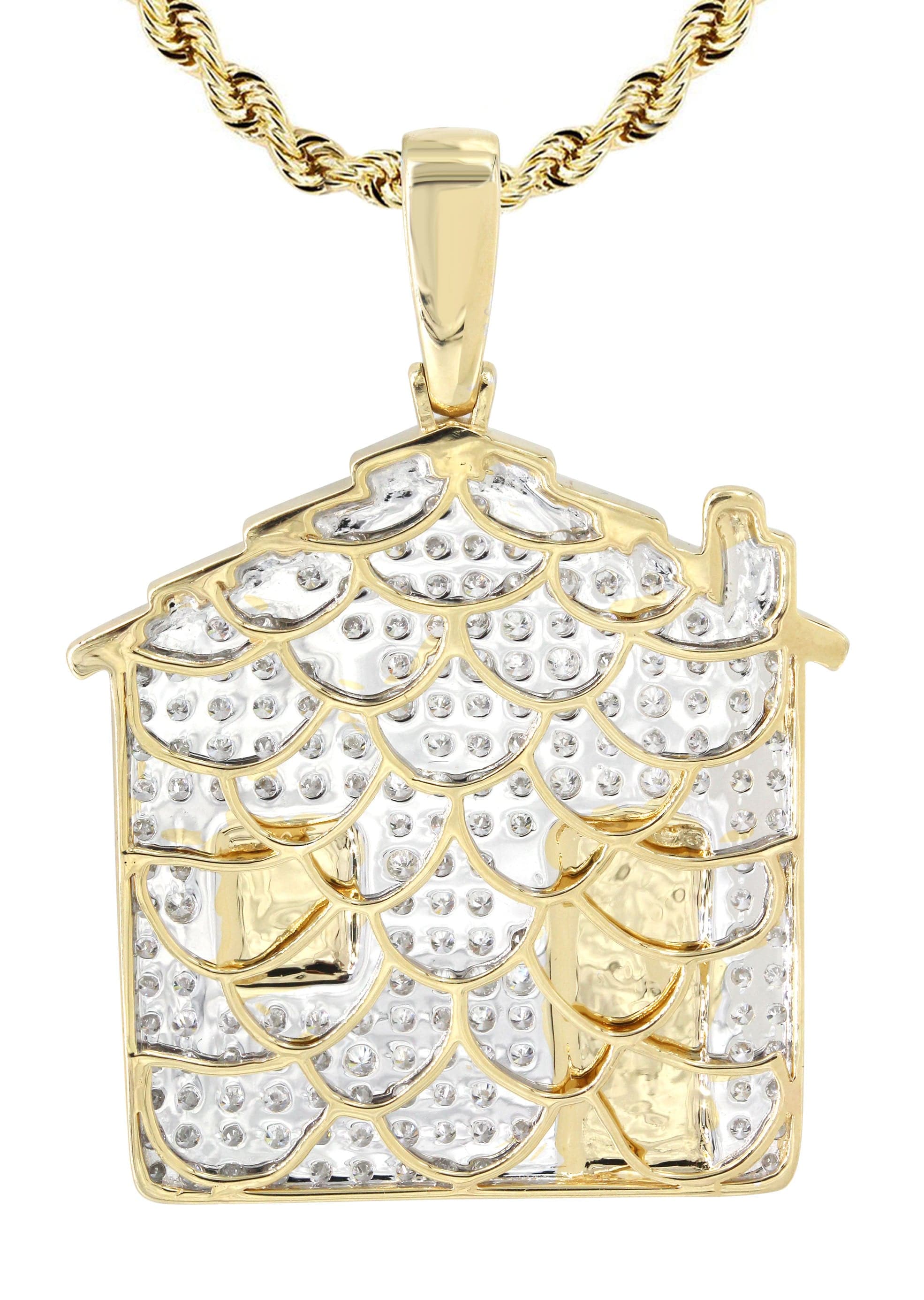 14K Yellow Gold Trap House Diamond Necklace | 2.62 Carats - Image 3