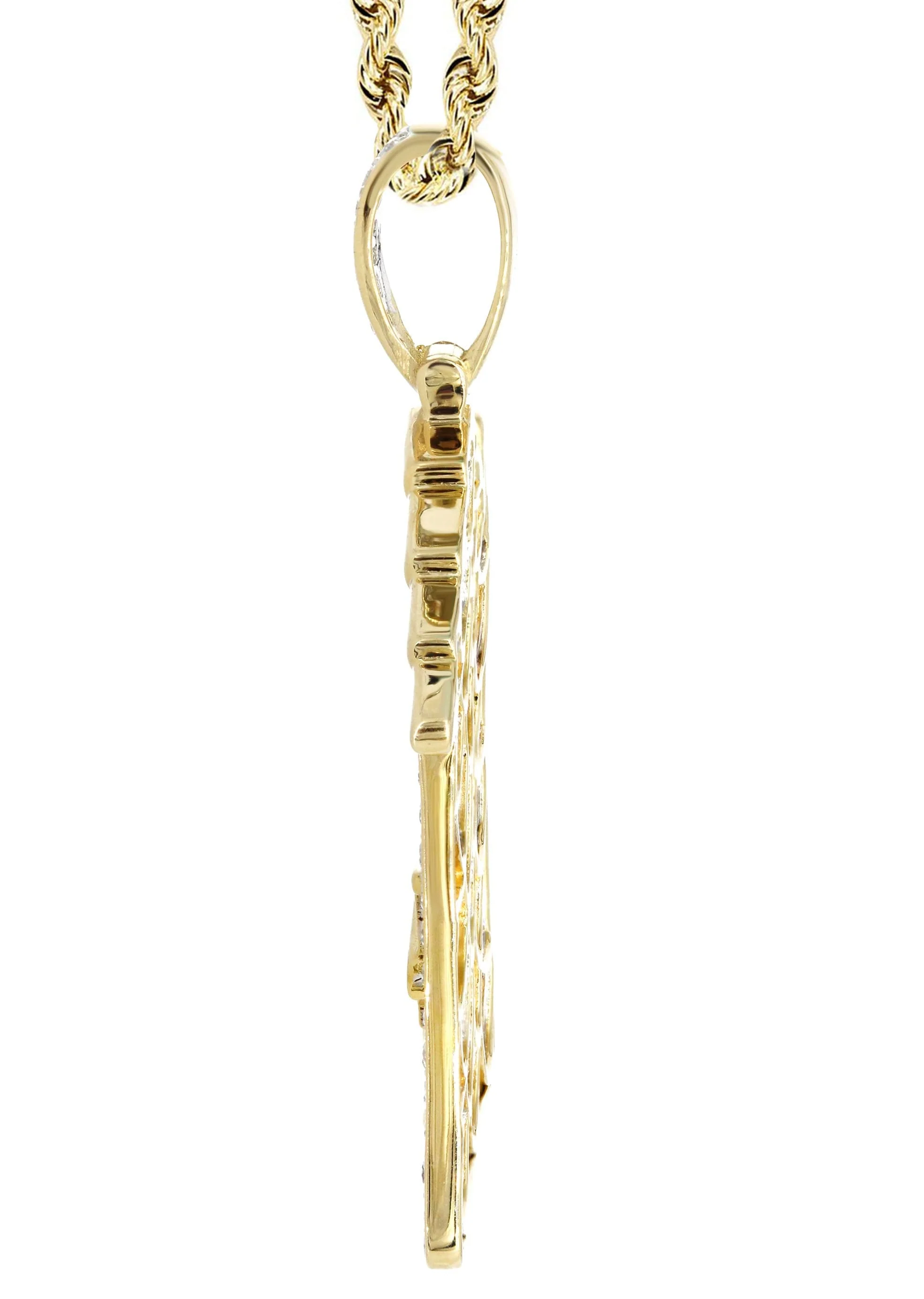 14K Yellow Gold Trap House Diamond Necklace | 2.62 Carats - Image 4
