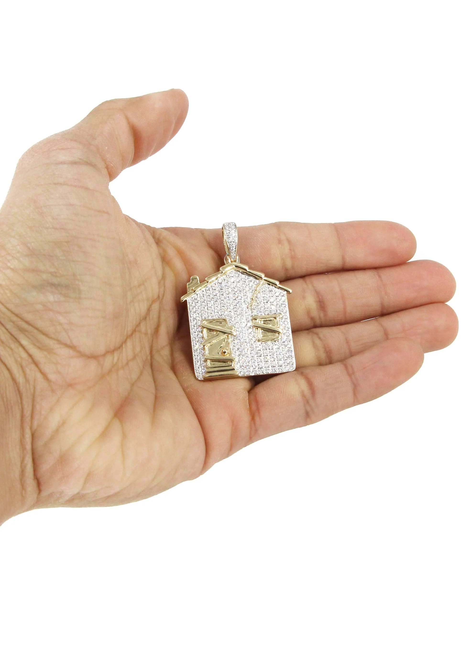 14K Yellow Gold Trap House Diamond Necklace | 2.62 Carats - Image 5