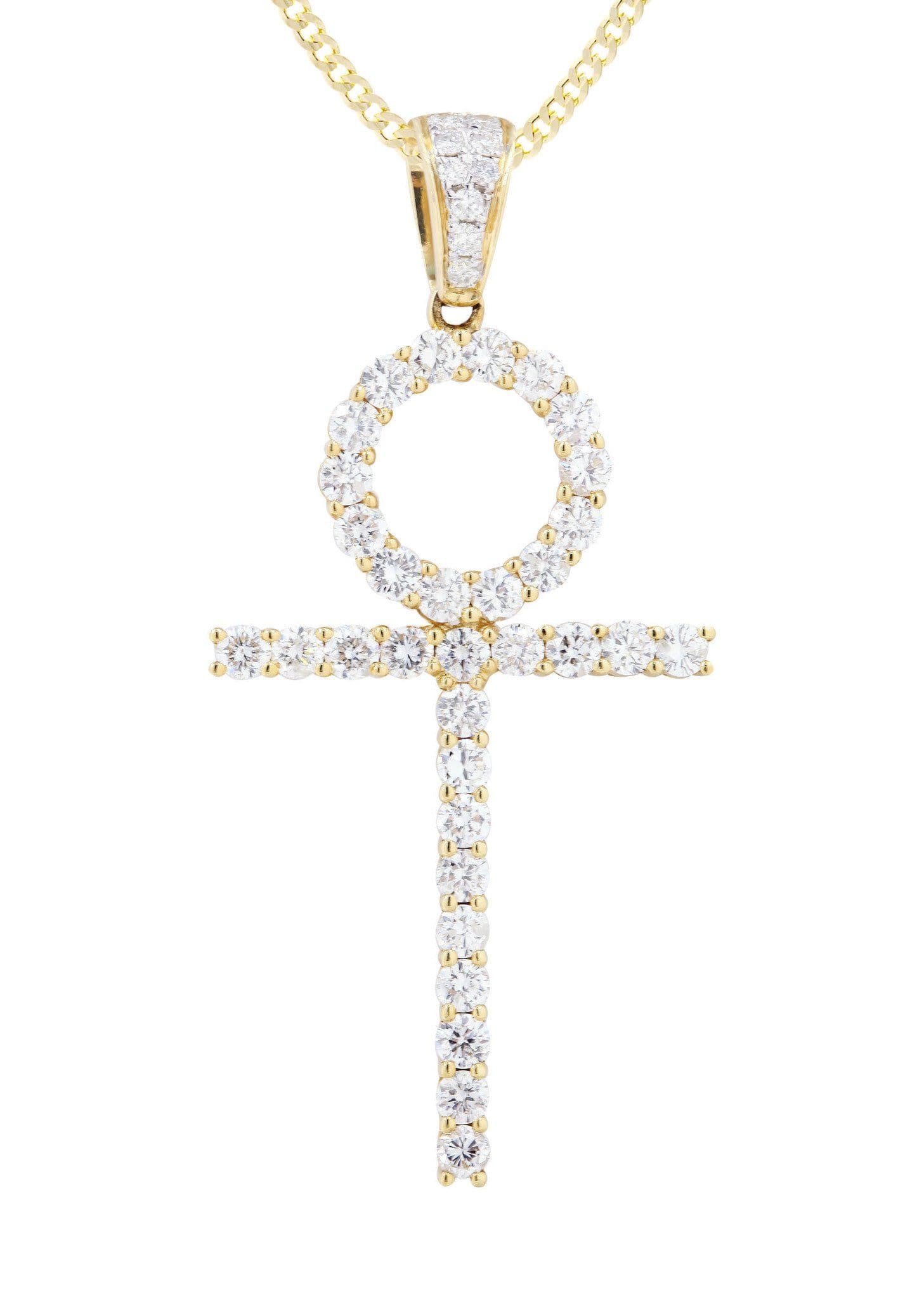 18K Yellow Gold Diamond Cross Necklace  | 2.01 Carats - Image 2
