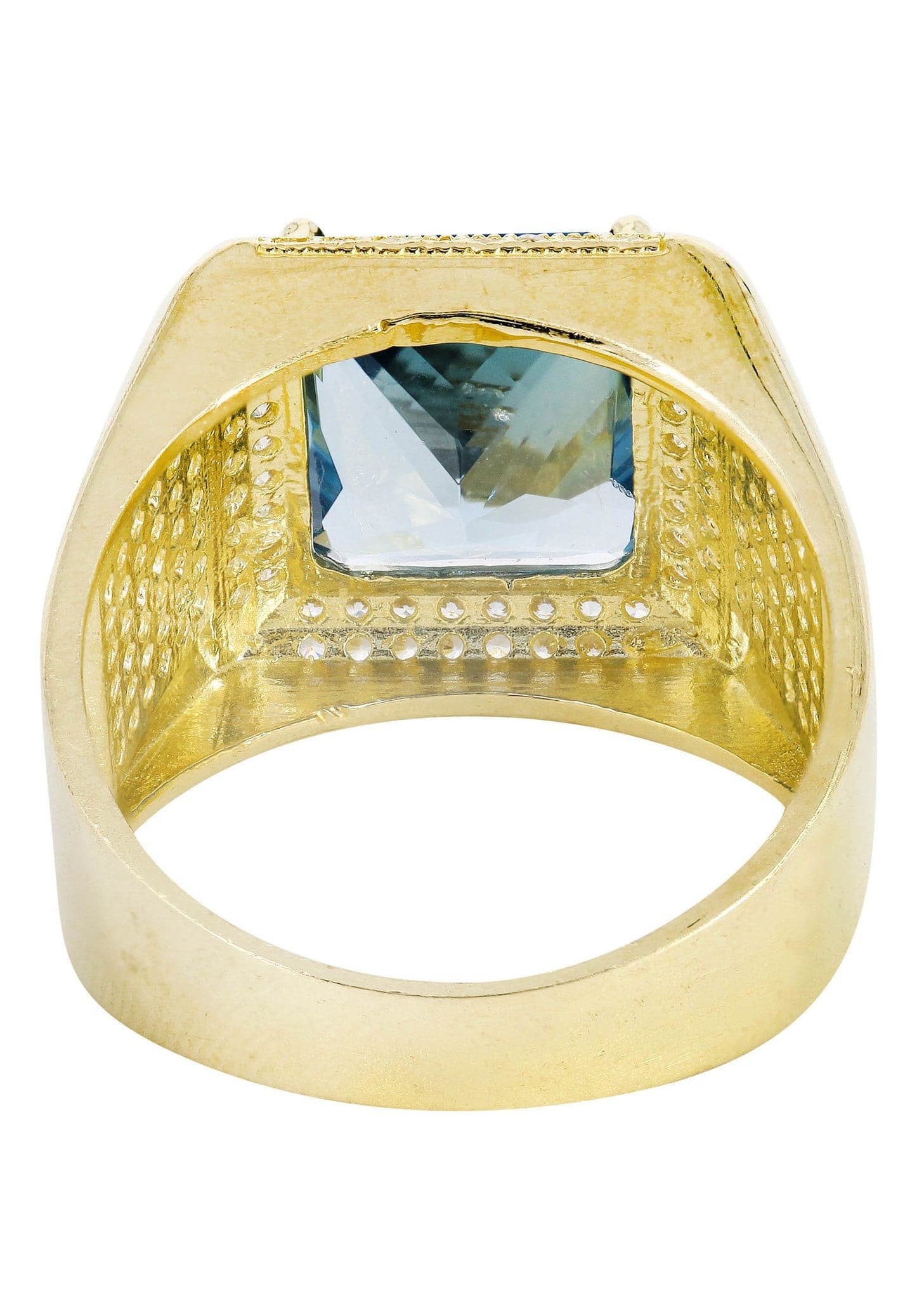 Aqua Marine 10K Gold Mens Ring | 9.2 Grams - Image 2