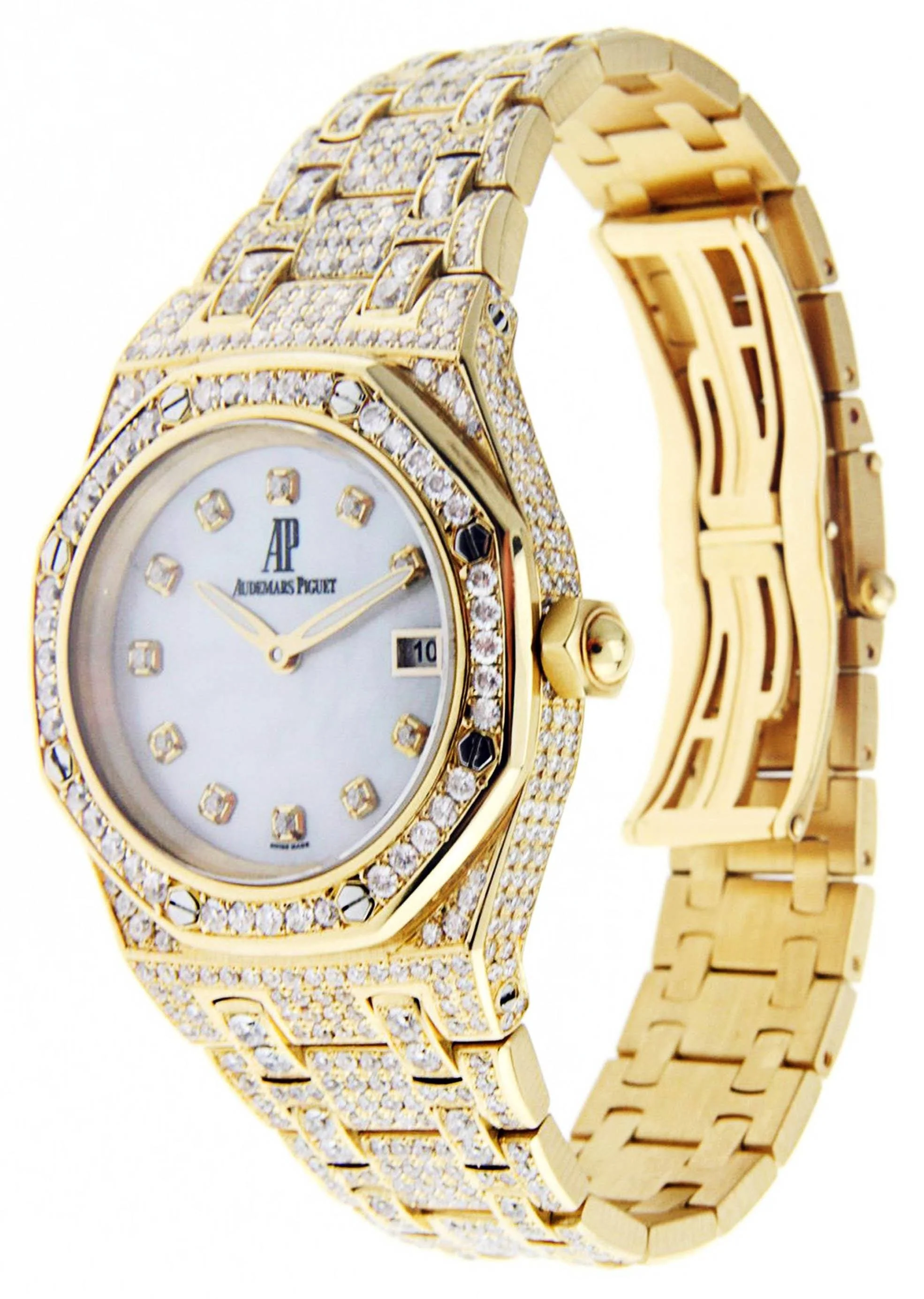 Diamond Audemars Piguet Royal Oak Watch For Women | 18K Yellow Gold | 33 Mm - Image 2