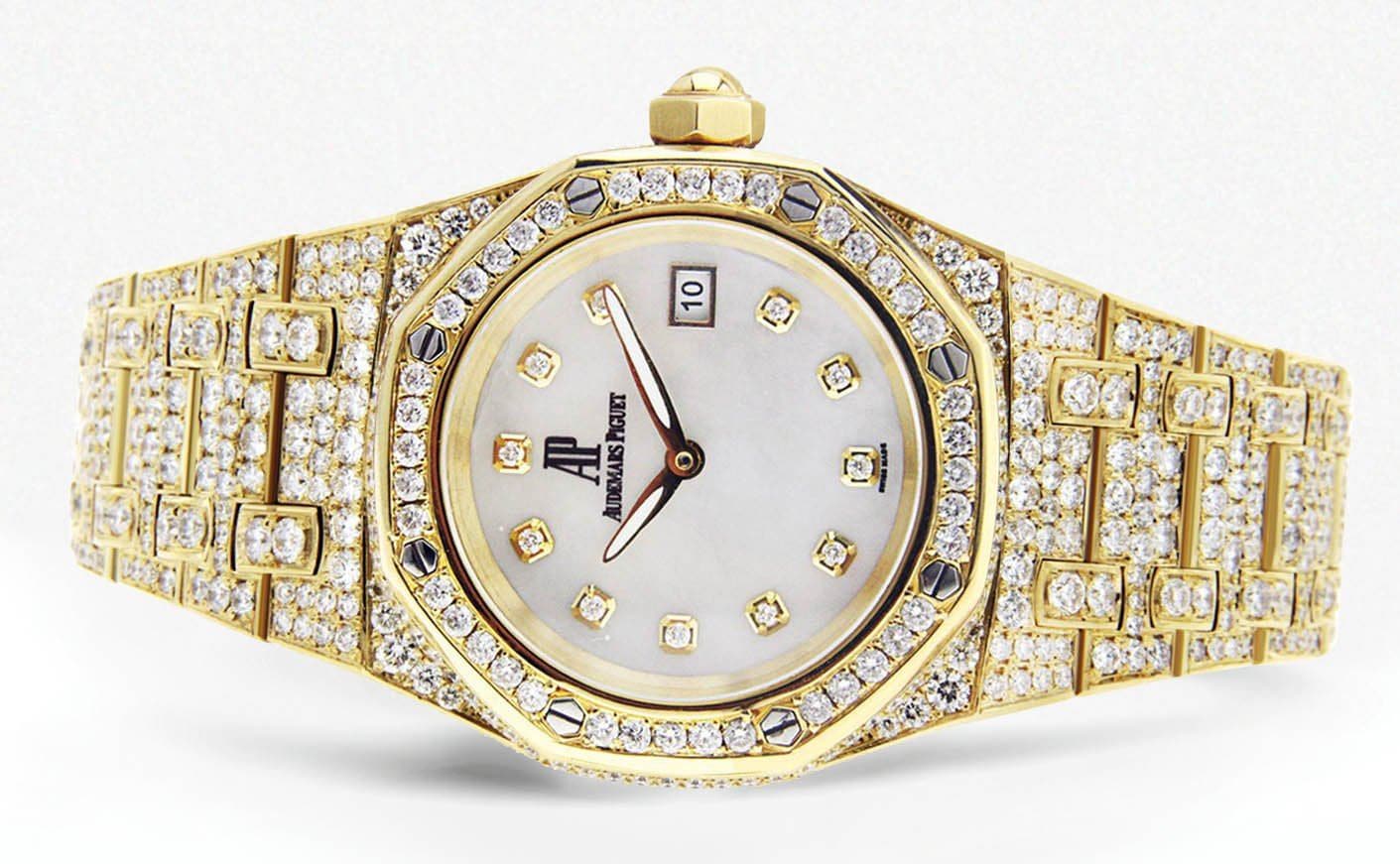 Diamond Audemars Piguet Royal Oak Watch For Women | 18K Yellow Gold | 33 Mm - Image 4