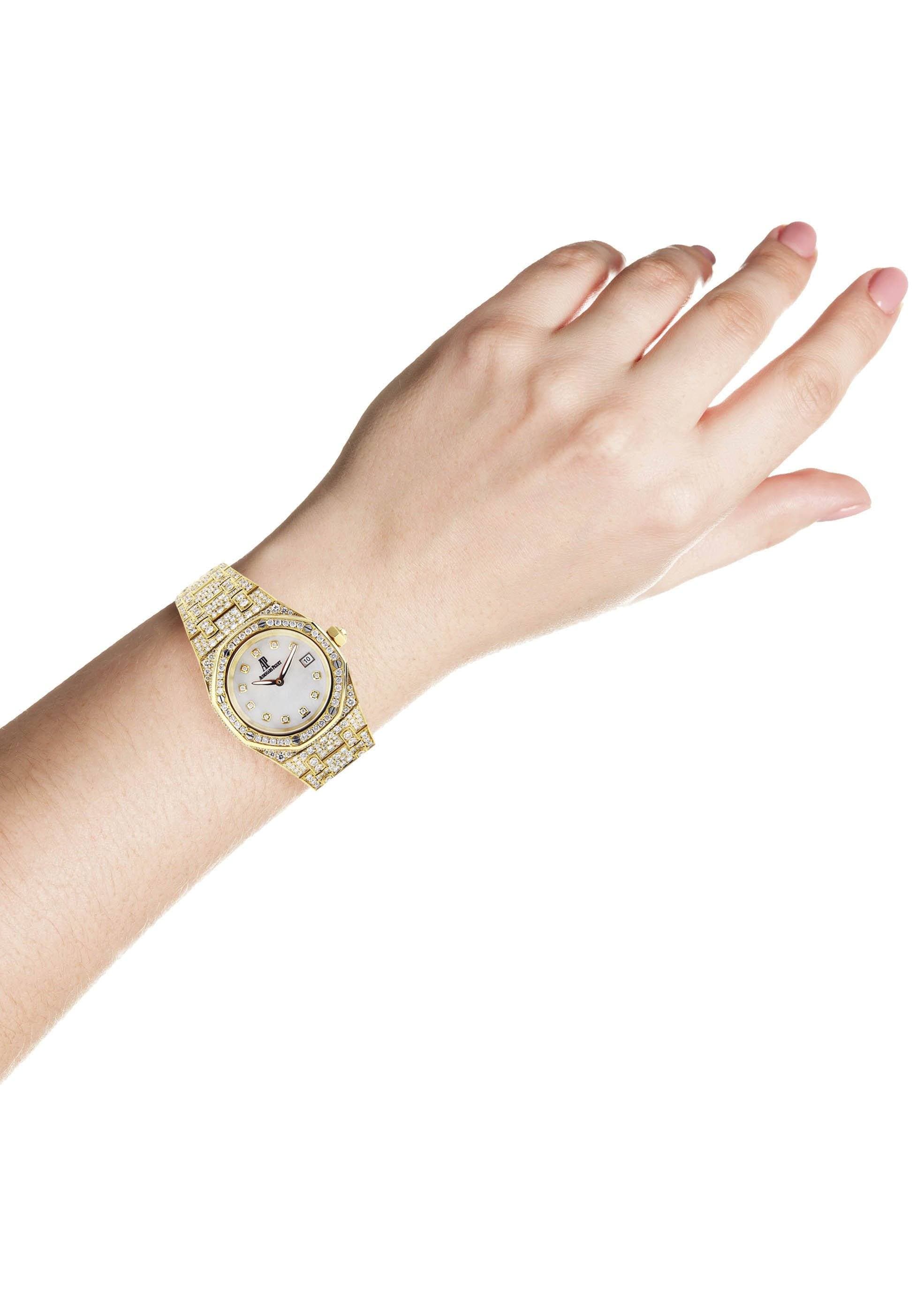 Diamond Audemars Piguet Royal Oak Watch For Women | 18K Yellow Gold | 33 Mm - Image 5