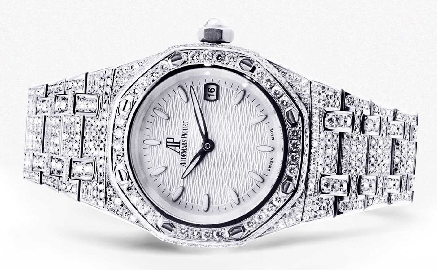 Diamond Audemars Piguet Royal Oak Watch For Women | Stainless Steel | 33 Mm - Image 4
