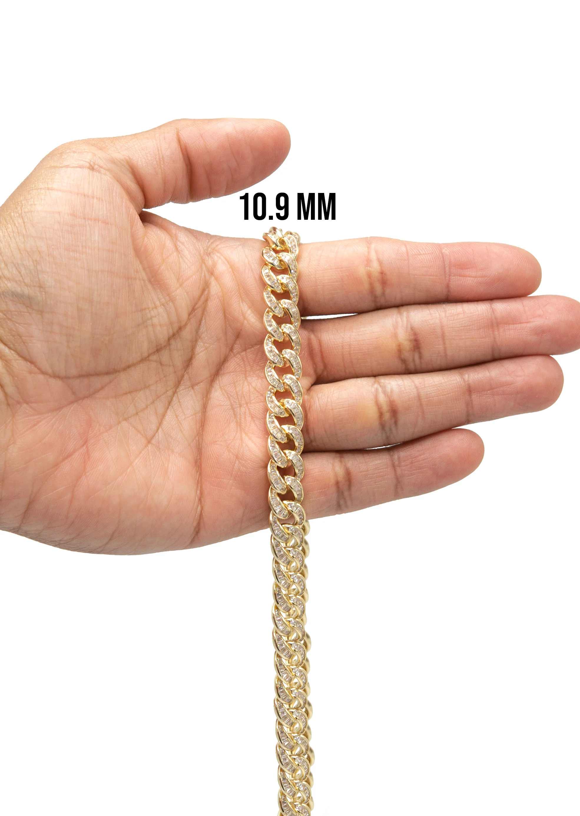 Silver Chain -  Gold Baguette Iced Out Miami Cuban Link Chain - Image 6