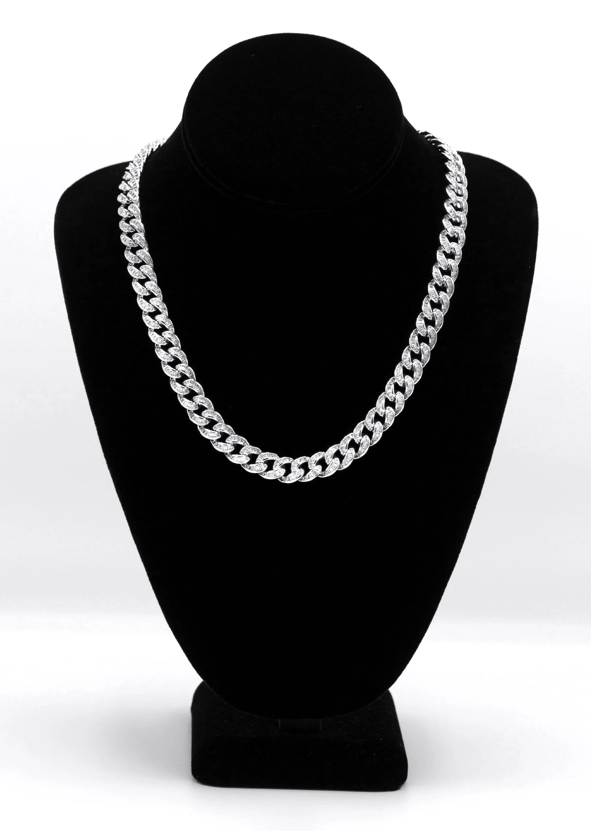 Silver Chain -  Baguette Iced Out Miami Cuban Link Chain - Image 5