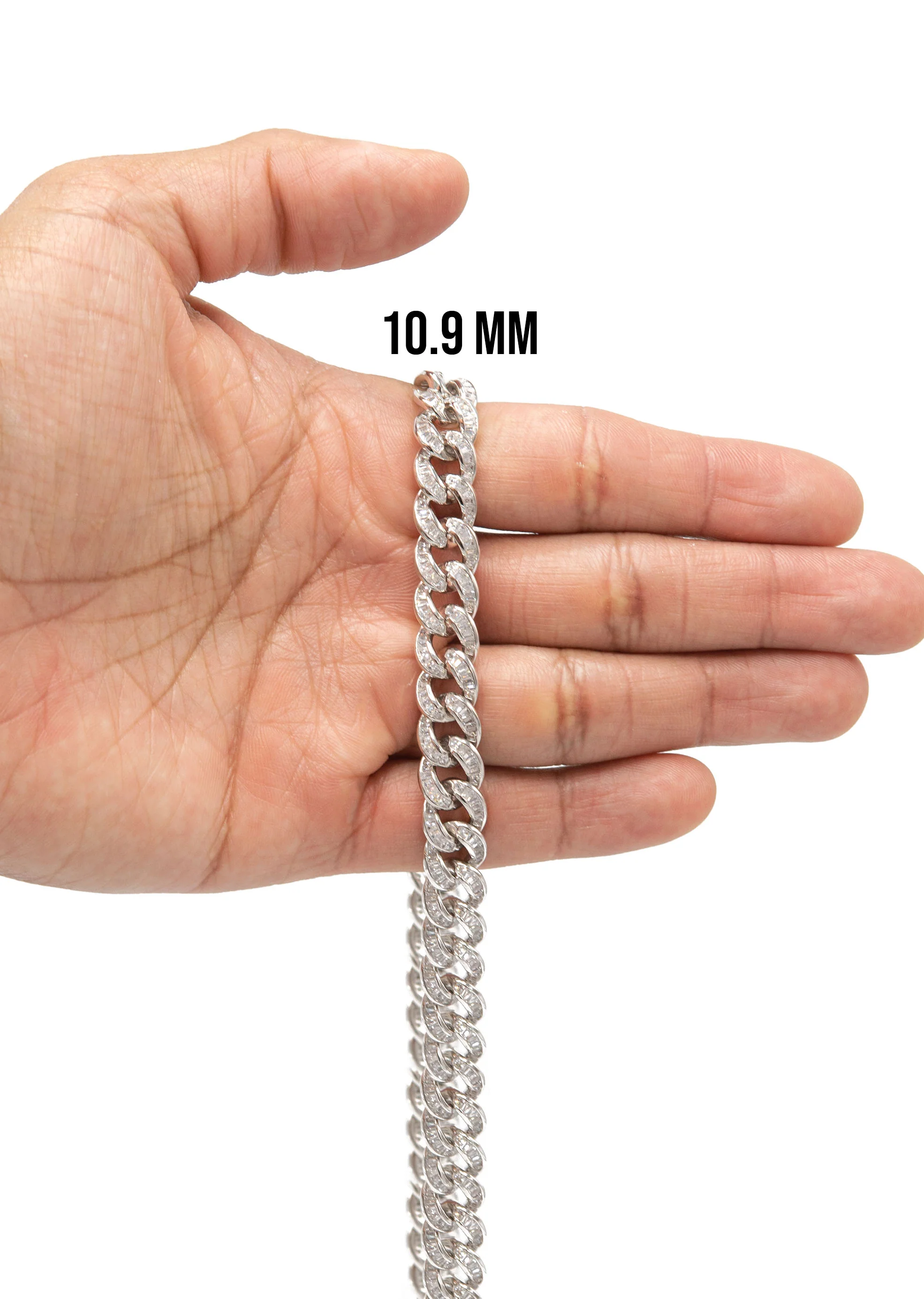 Silver Chain -  Baguette Iced Out Miami Cuban Link Chain - Image 6