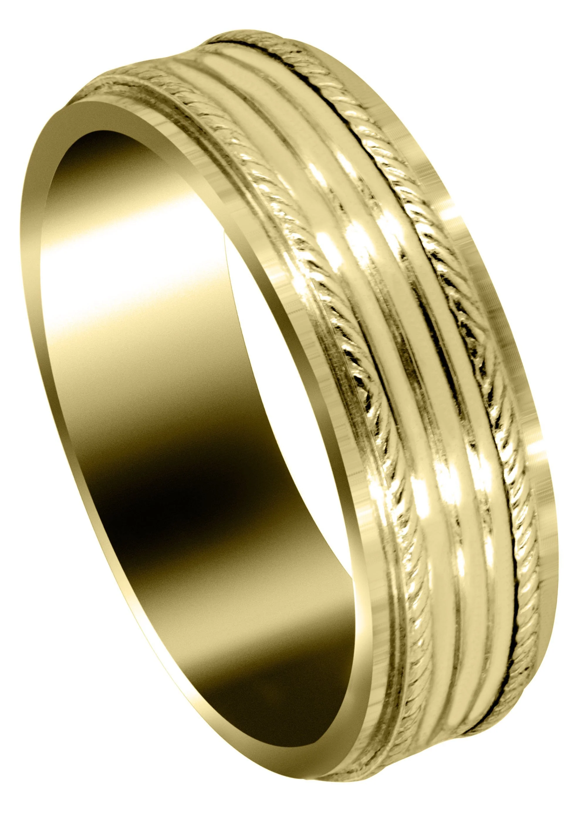 Yellow Gold Basic Carved Celtic Mens Wedding Band | High Polish Finish (Colton)