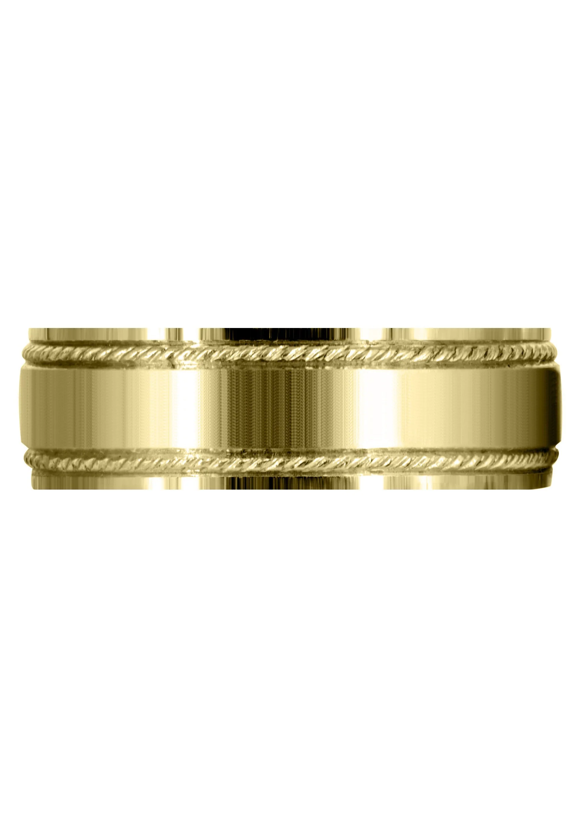 Yellow Gold Basic Carved Celtic Mens Wedding Band | Wire Matt Finish (Brayden) - Image 2