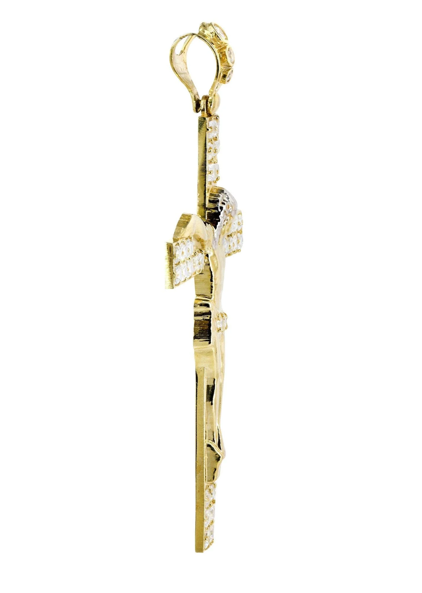 10K Gold Cross / Crucifix Pendant  | Princess Cut - Image 4