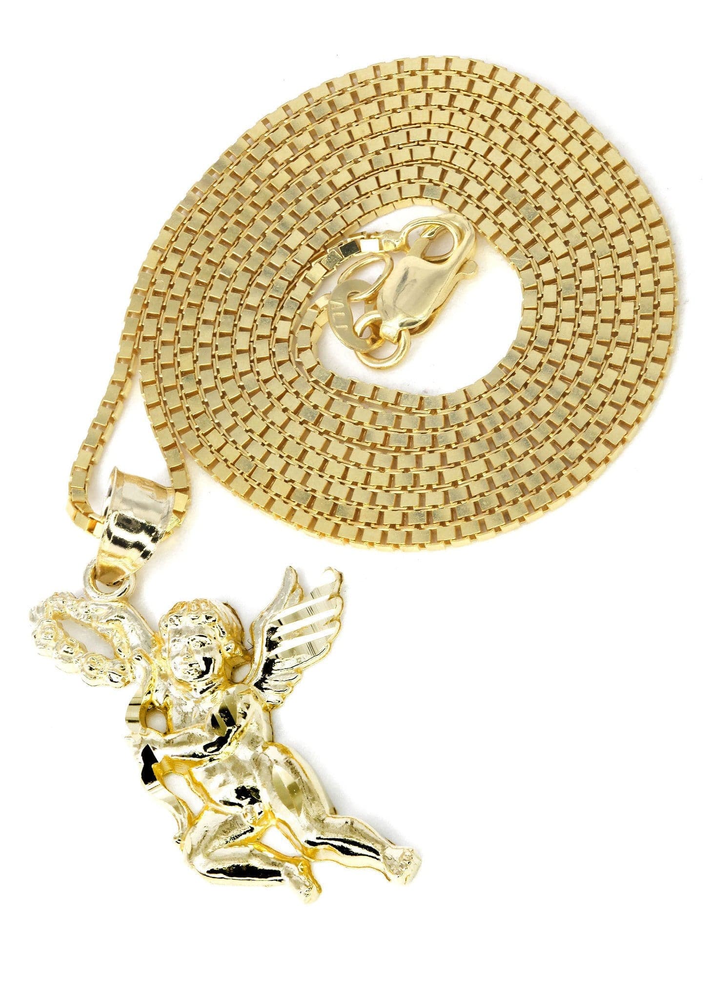 10K Yellow Gold Box Angel Necklace | Appx. 6.3 Grams