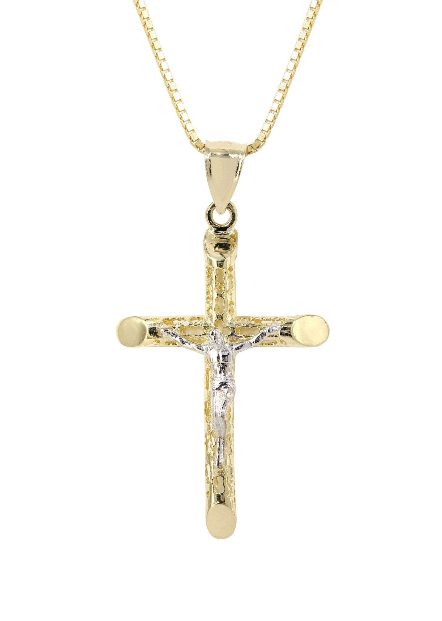 10K Yellow Gold Box Cross / Crucifix Necklace | Appx. 7.6 Grams - Image 2