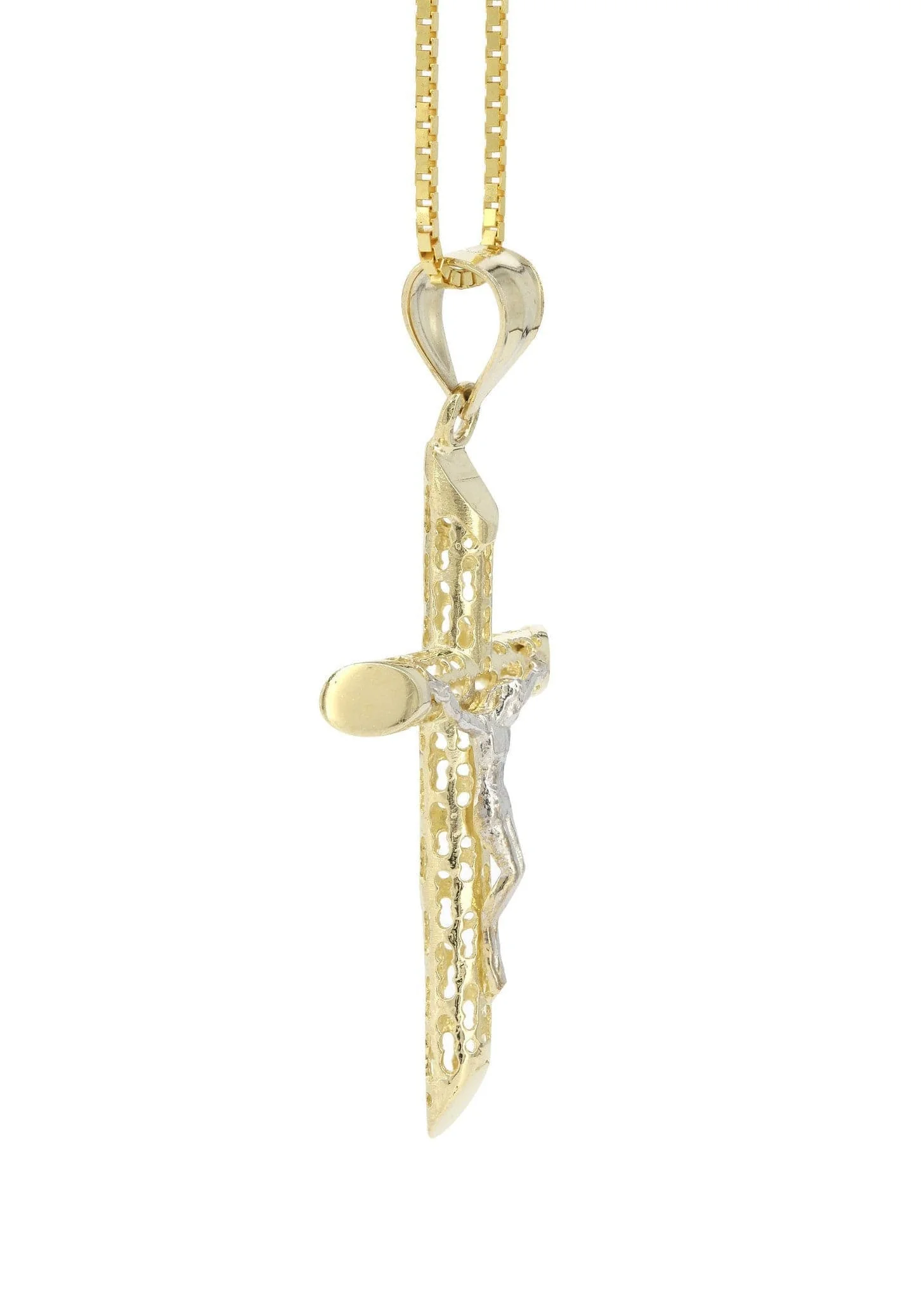 10K Yellow Gold Box Cross / Crucifix Necklace | Appx. 7.6 Grams - Image 5