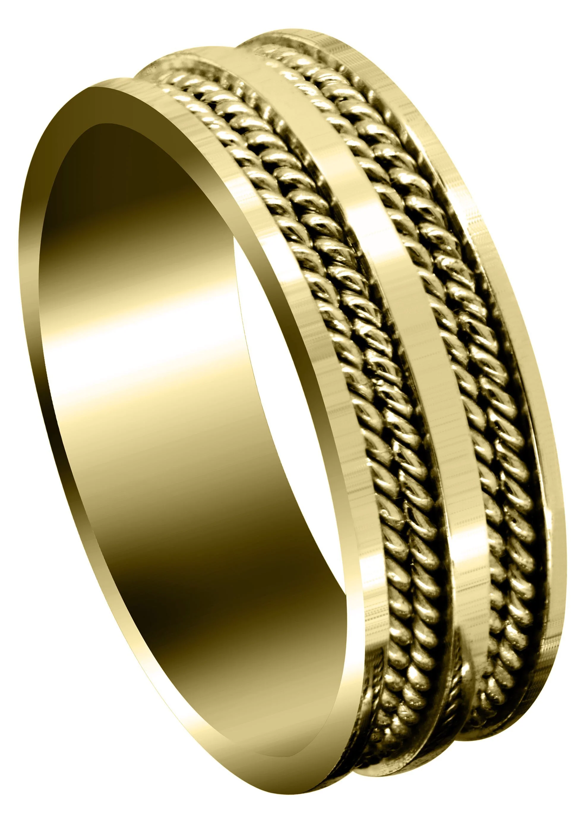 Yellow Gold Braided Mens Wedding Band | High Polish Finish (Jameson)