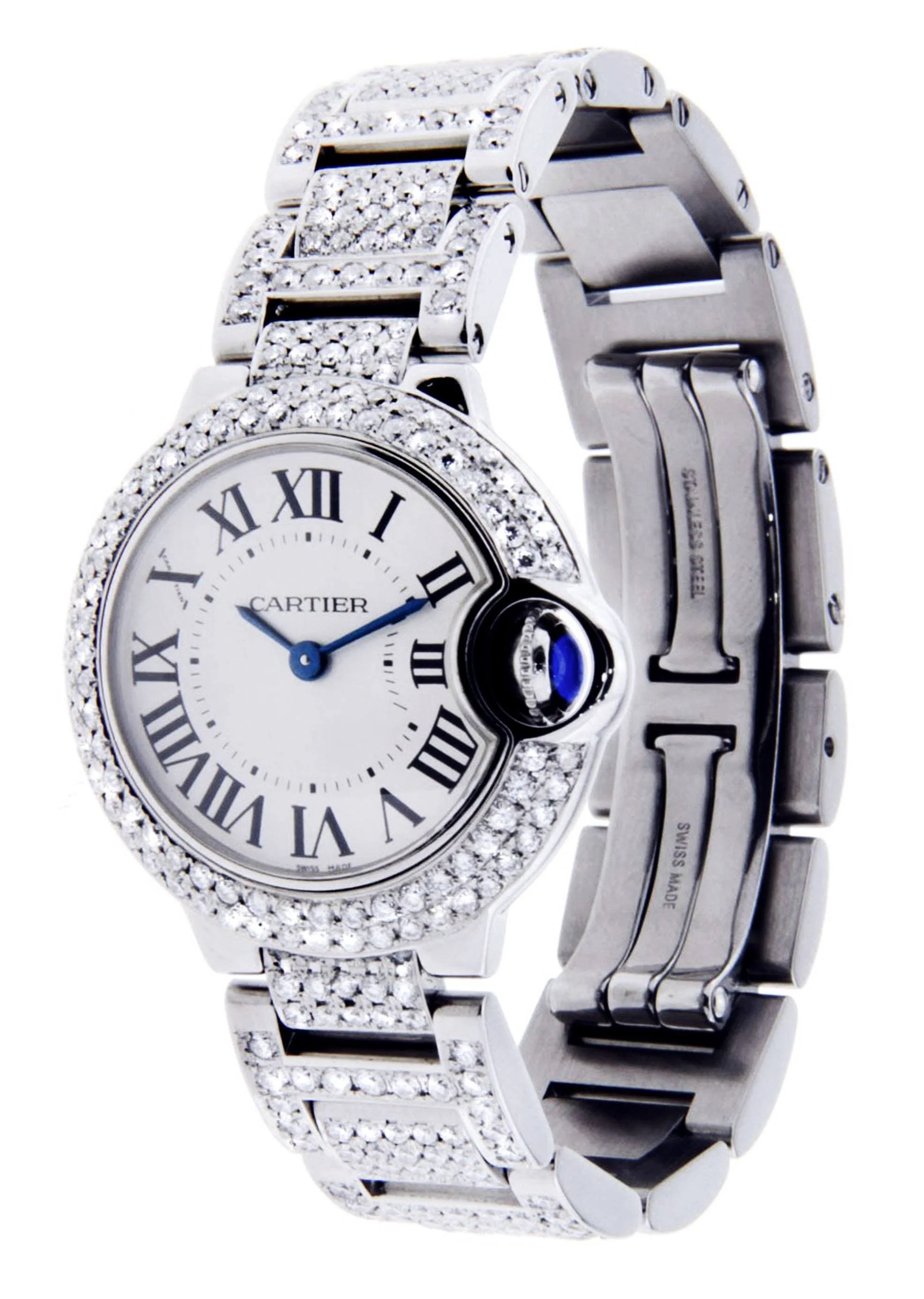 Diamond Cartier Ballon Bleu Watch For Women | Stainless Steel | 28 Mm - Image 2