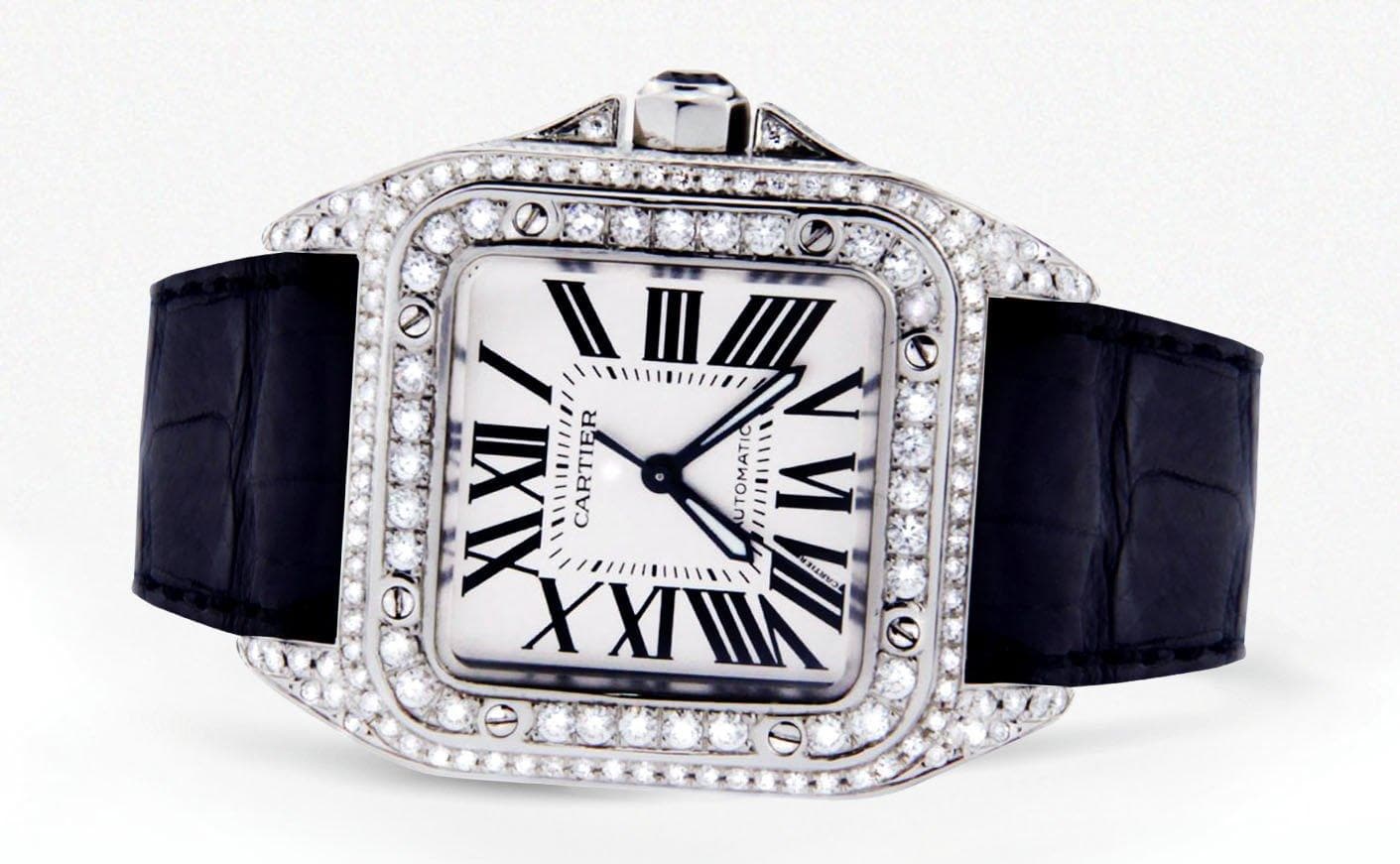 Diamond Cartier Santos 100 | Stainless Steel - Image 4