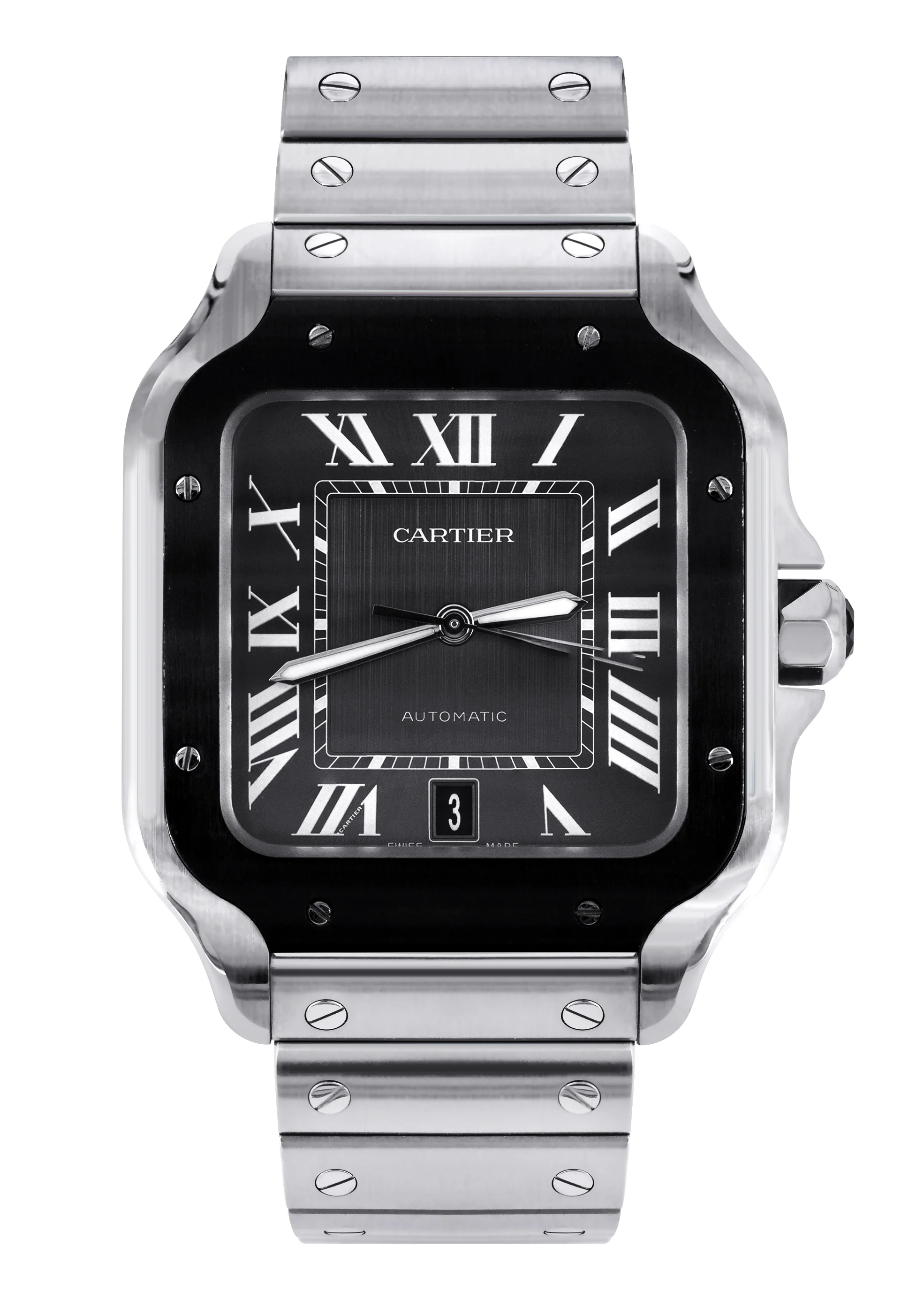 CARTIER SANTOS WATCH IN STAINLESS STEEL | GREY DIAL | 40 MM