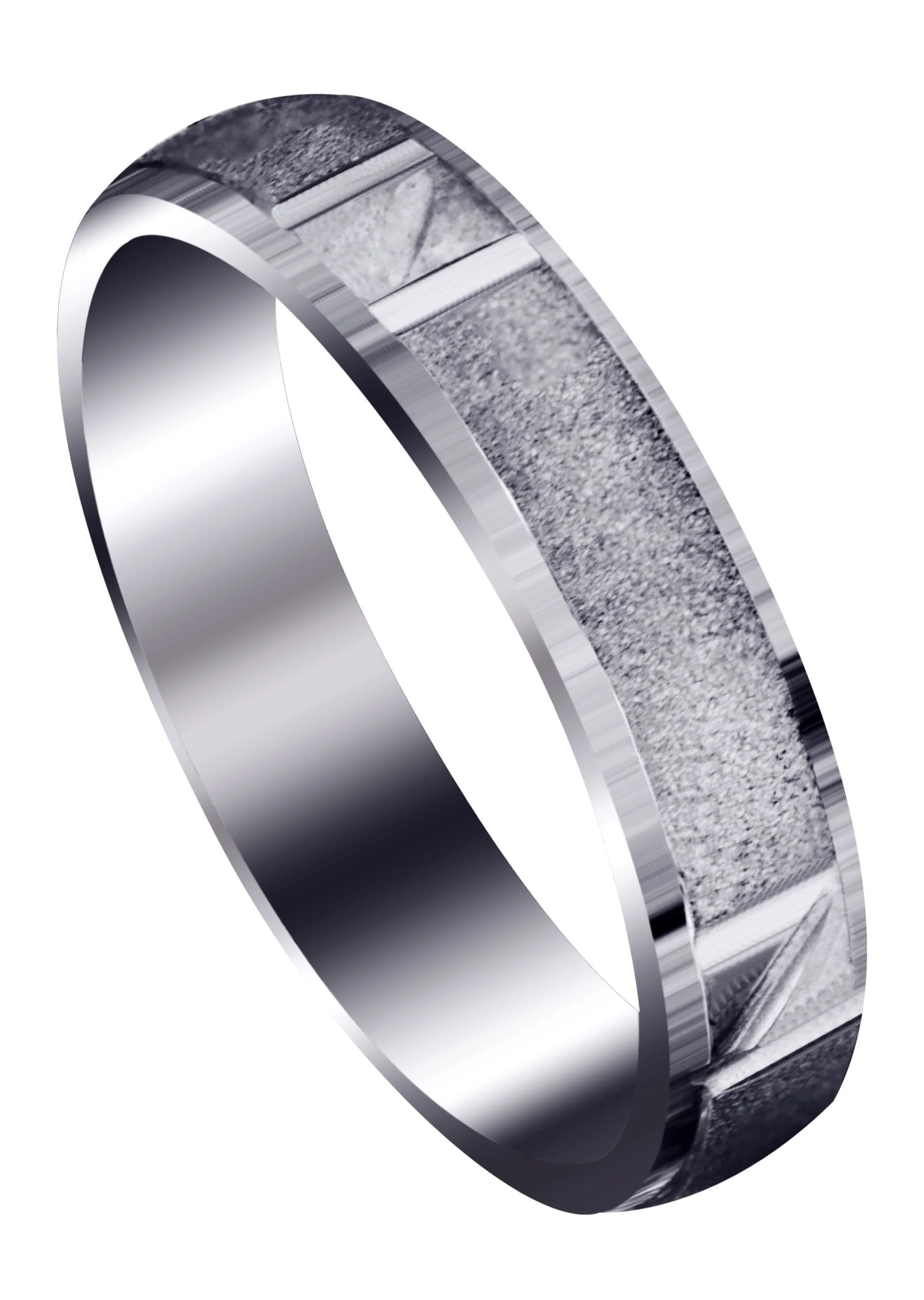 Carved Diamond Cut Mens Wedding Band | Satin Finish (Juan)