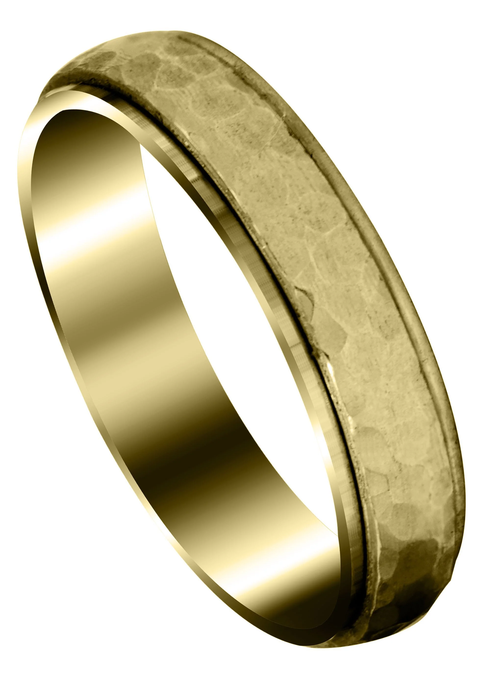 Yellow Gold Carved Diamond Cut Mens Wedding Band | Satin / High Polish Finish (Leonardo)