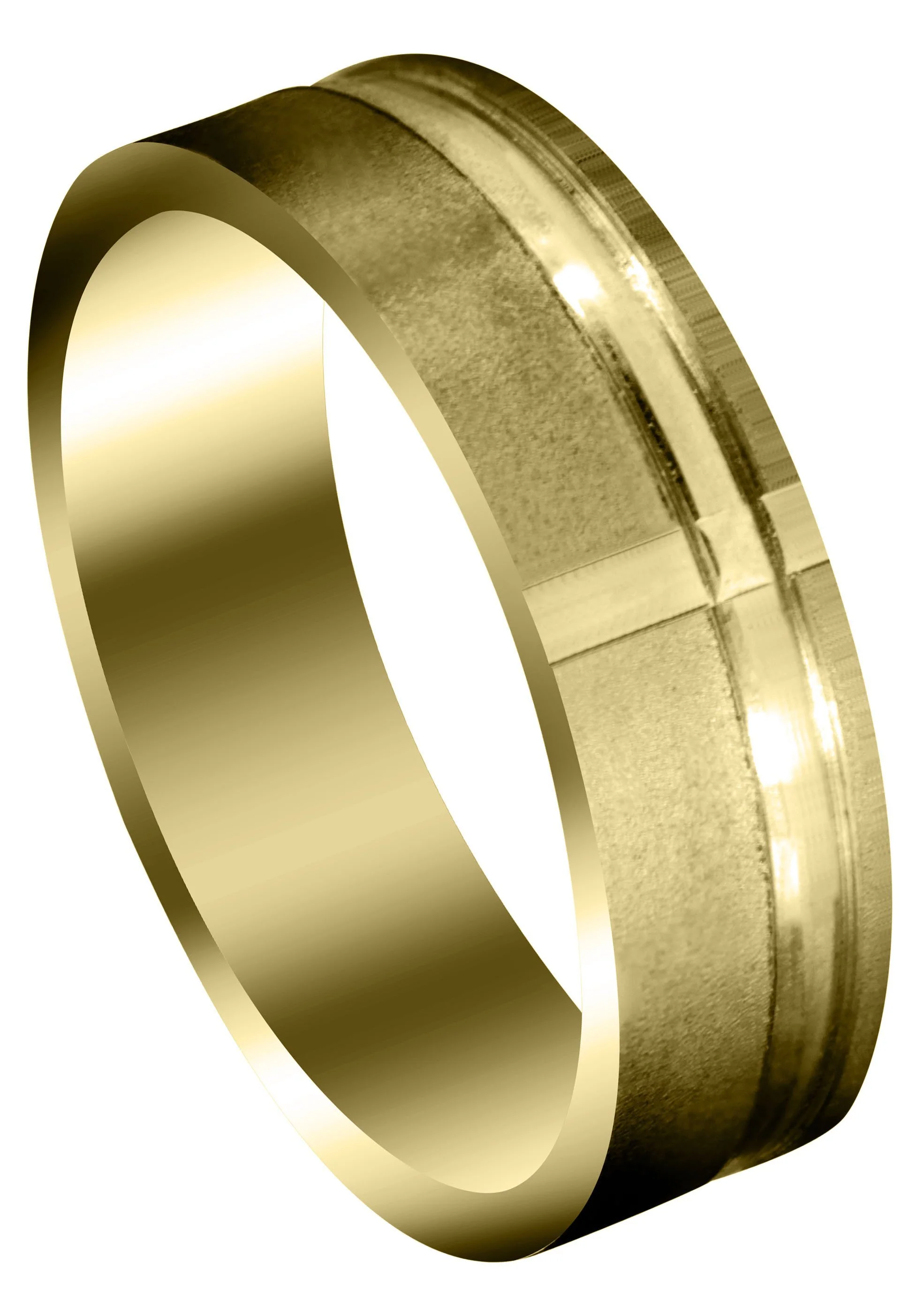 Yellow Gold Carved Religious Mens Wedding Band | Stone Finish (David)