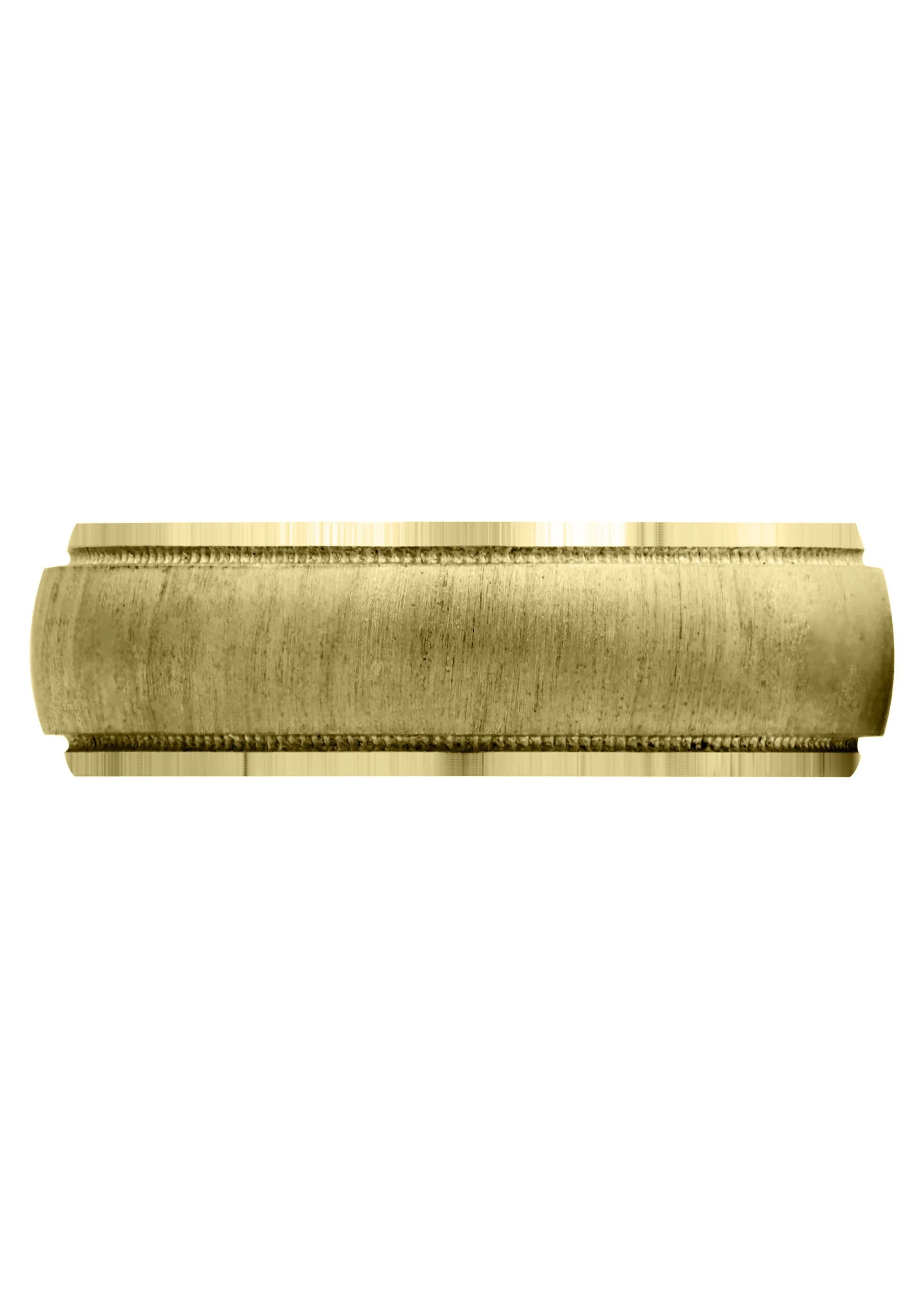 Yellow Gold Carved Simple Mens Wedding Band | Cross Satin Finish (Jason) - Image 2