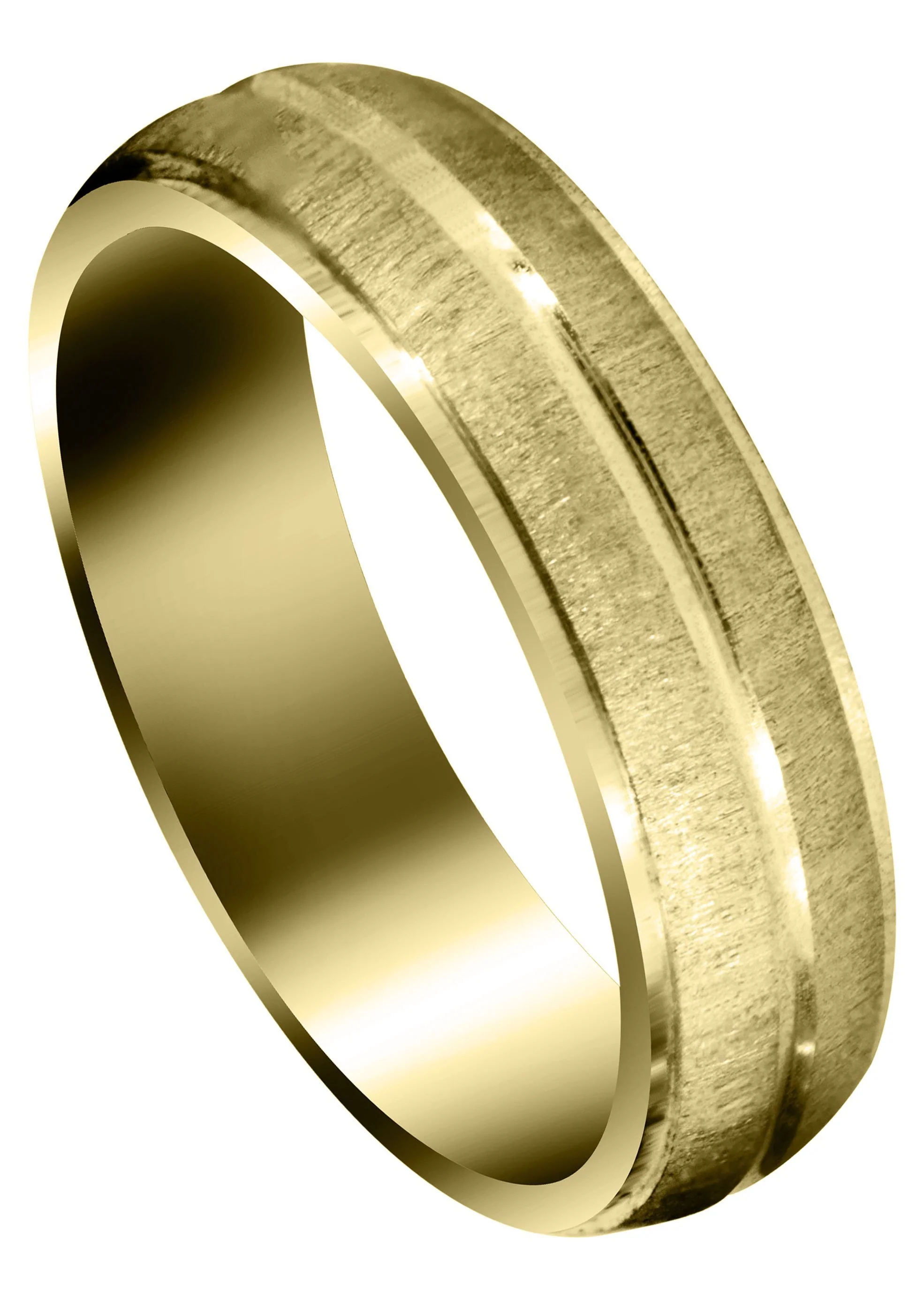 Yellow Gold Carved Simple Mens Wedding Band | Cross Satin Finish (Aaron)
