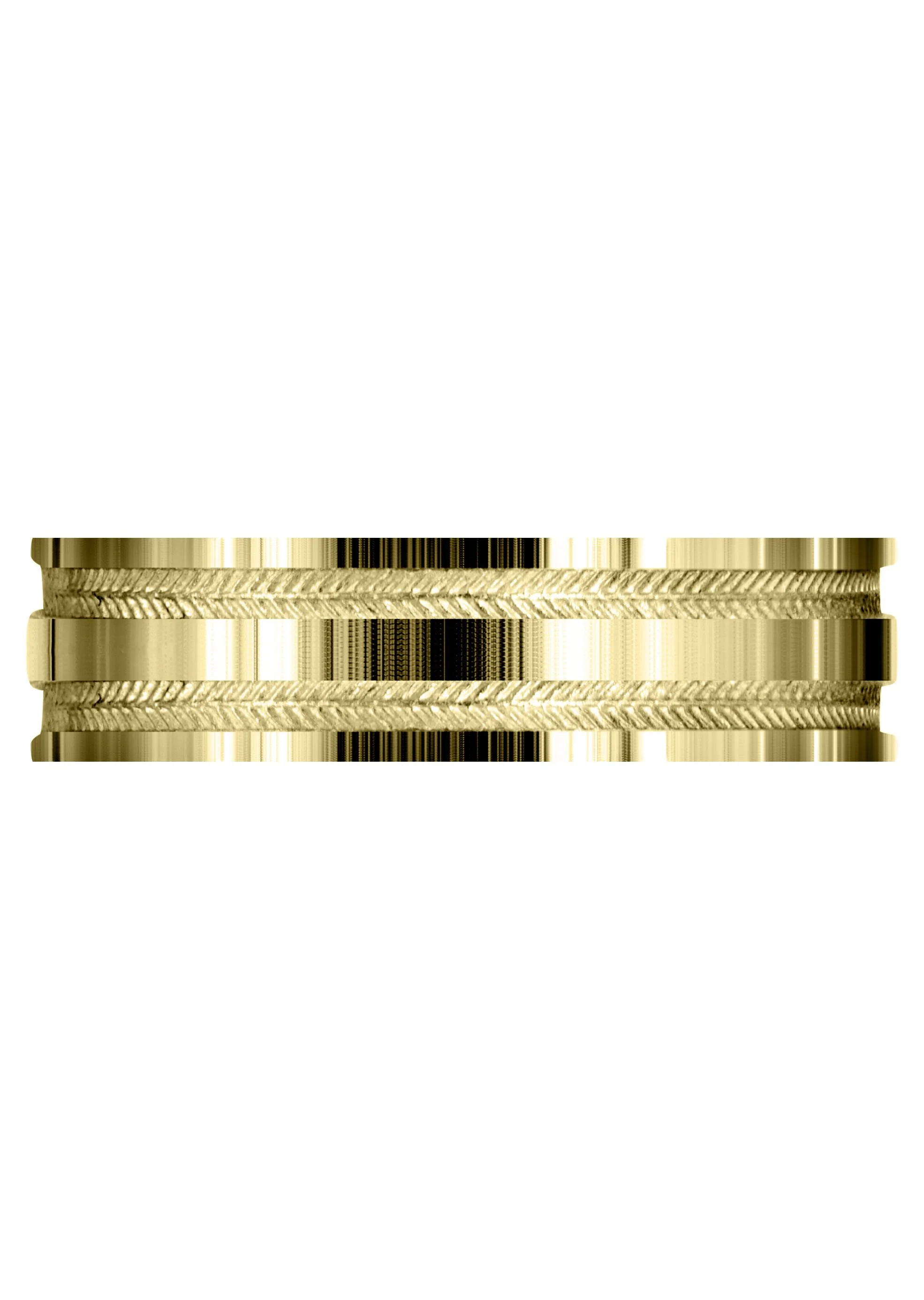 Yellow Gold Carved Simple Mens Wedding Band | High Polish Finish (Grayson) - Image 2