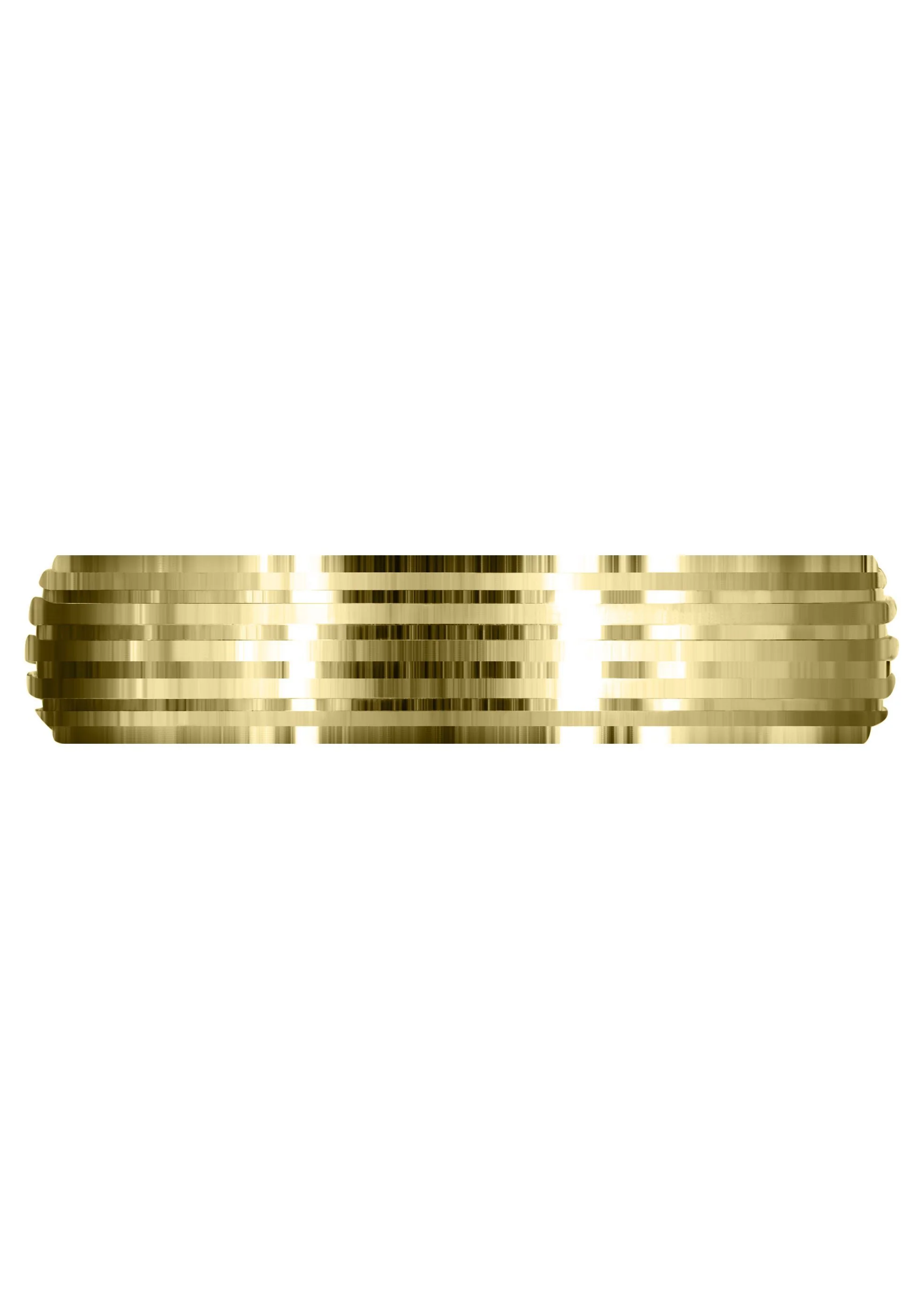 Yellow Gold Carved Simple Mens Wedding Band | High Polish Finish (Landon) - Image 2