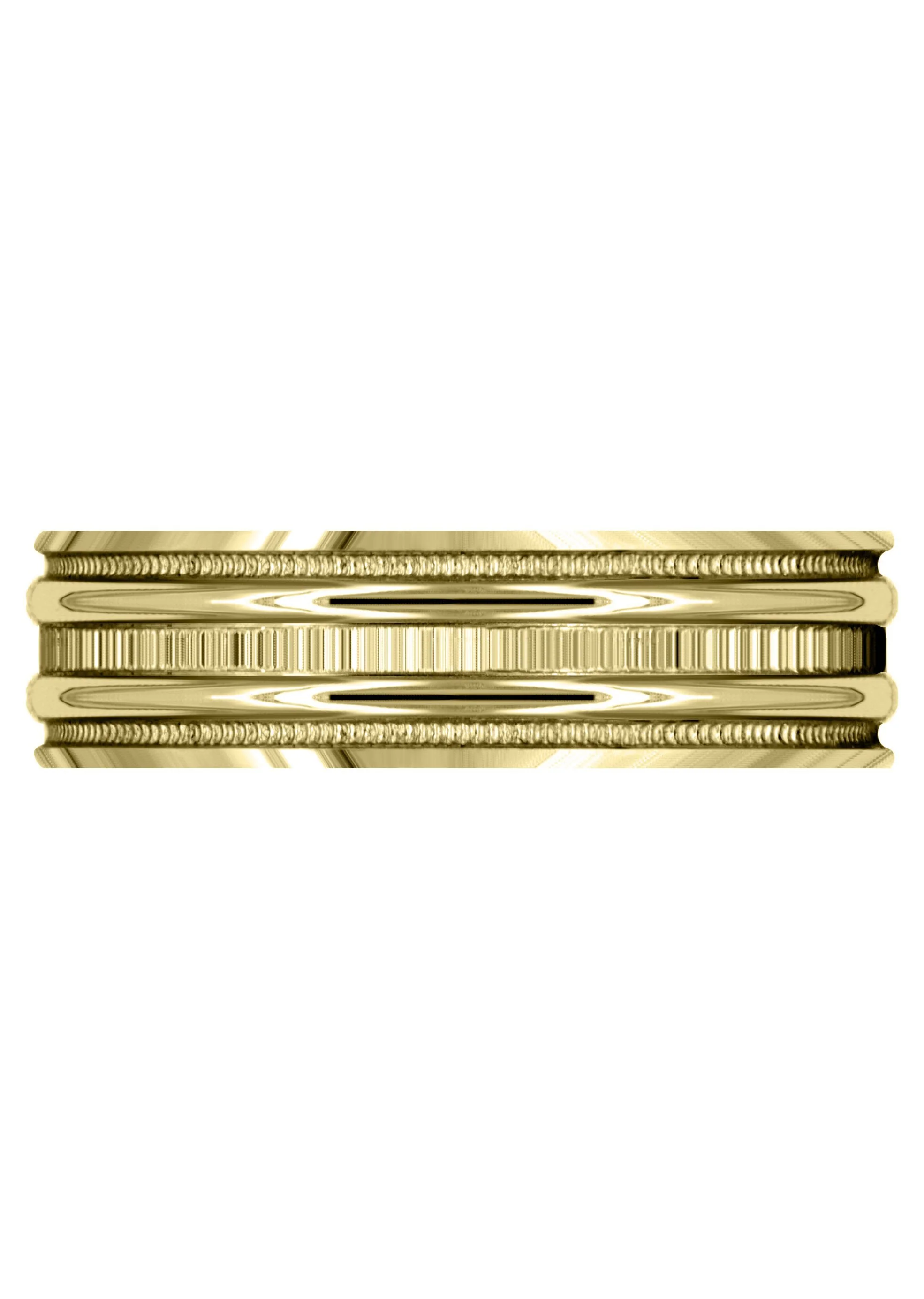 Yellow Gold Carved Simple Mens Wedding Band | High Polish Finish (Jack) - Image 2