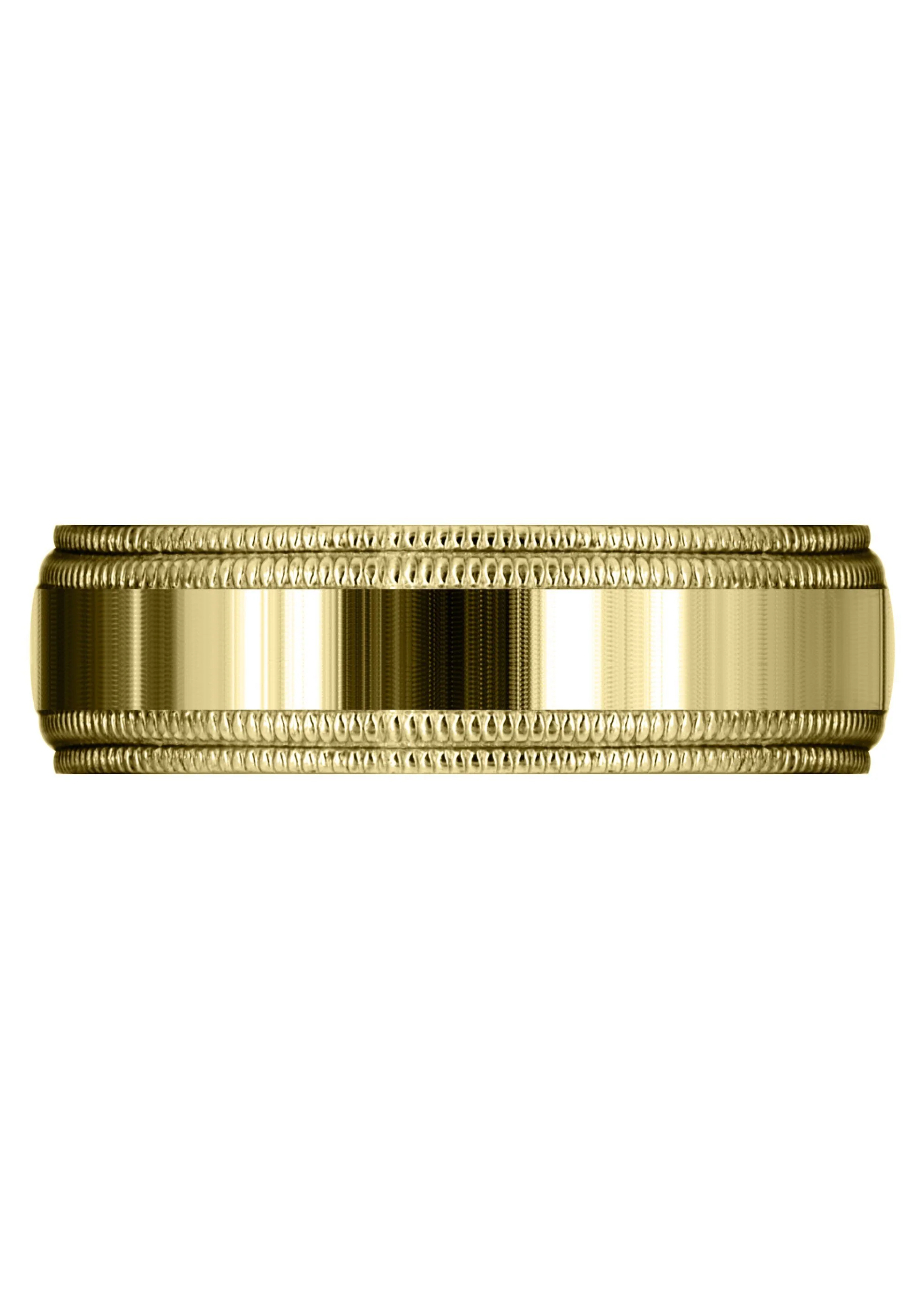 Yellow Gold Carved Simple Mens Wedding Band | High Polish Finish (Blake) - Image 2