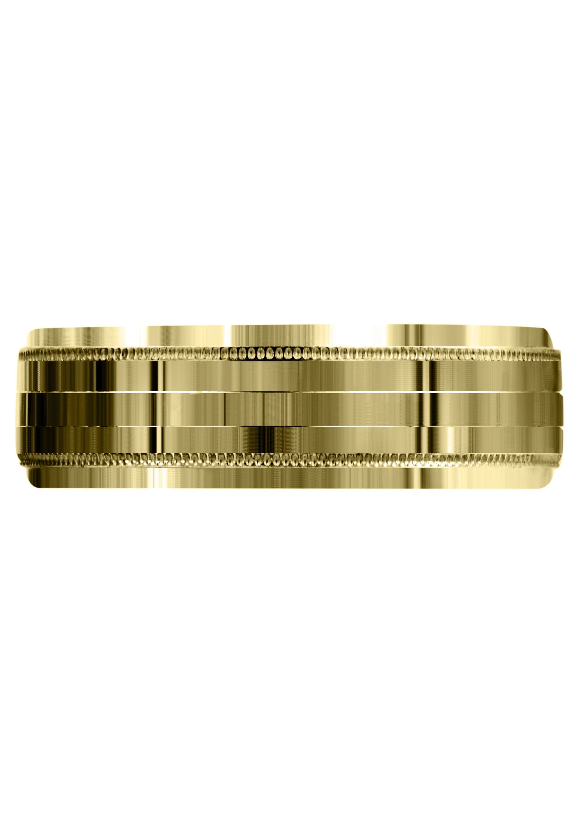 Yellow Gold Carved Simple Mens Wedding Band | High Polish Finish (Bentley) - Image 2