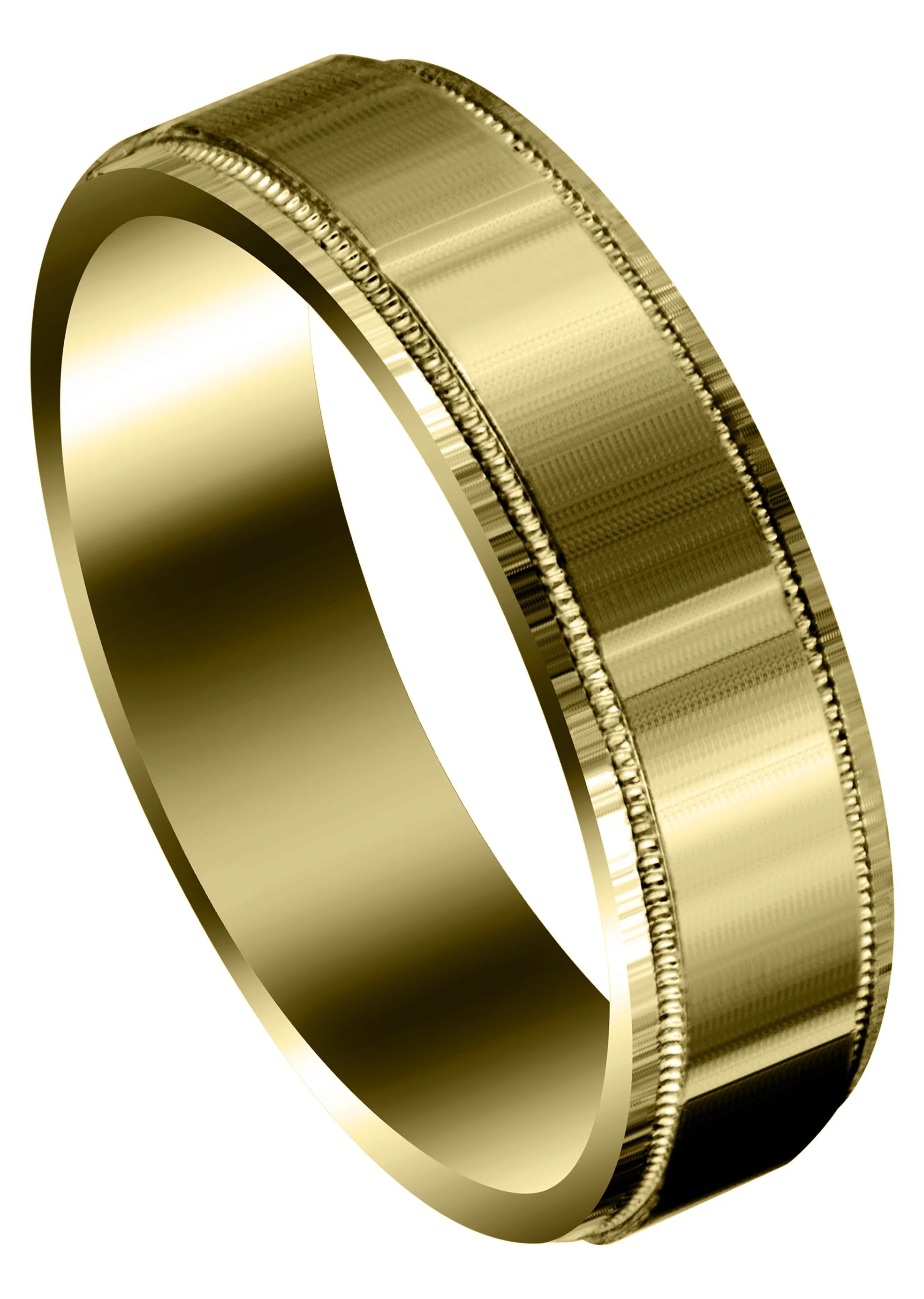 Yellow Gold Carved Simple Mens Wedding Band | Satin Finish (Vincent)