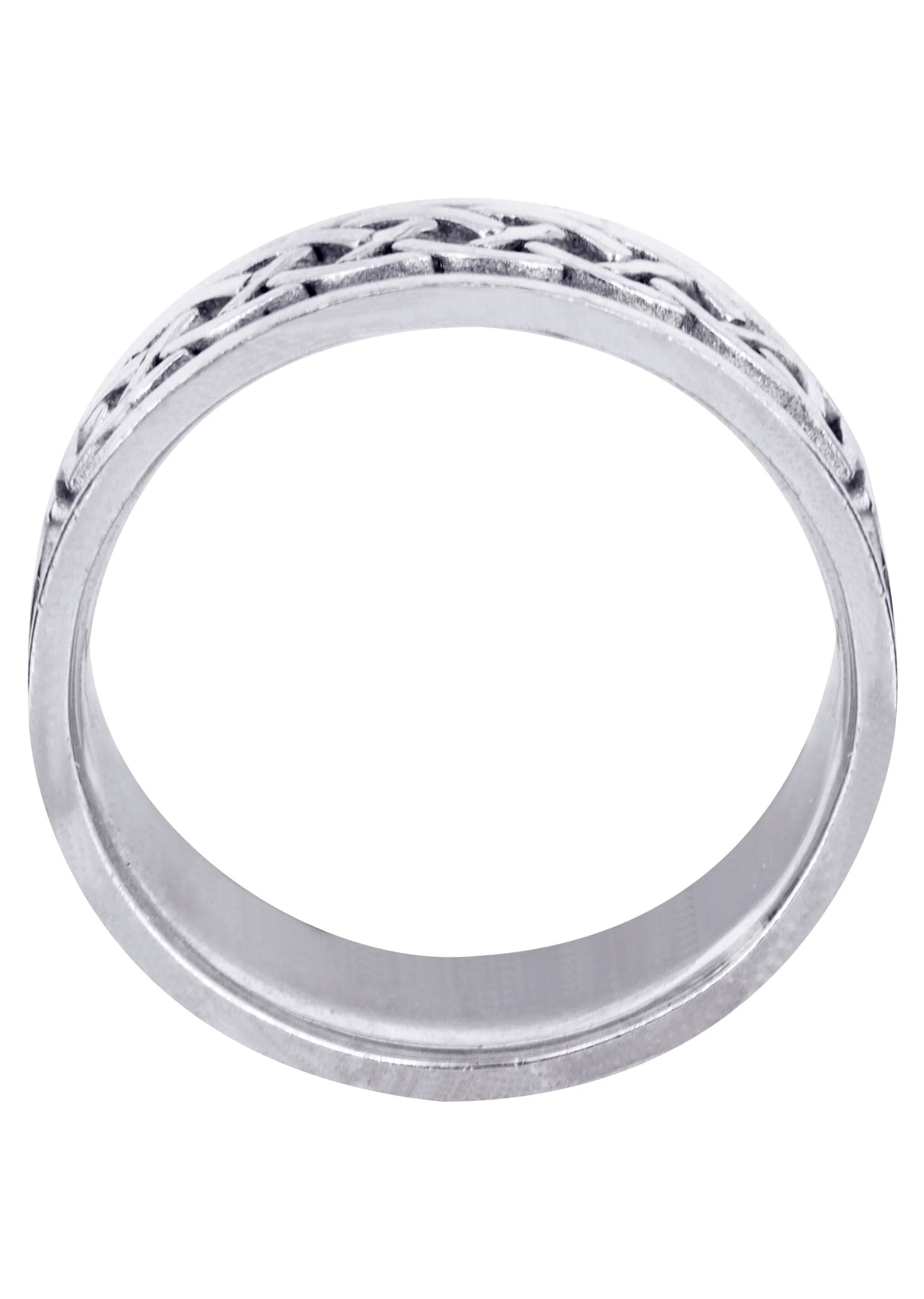 Celtic Mens Wedding Band | Satin / High Polish Finish (Oscar) - Image 3